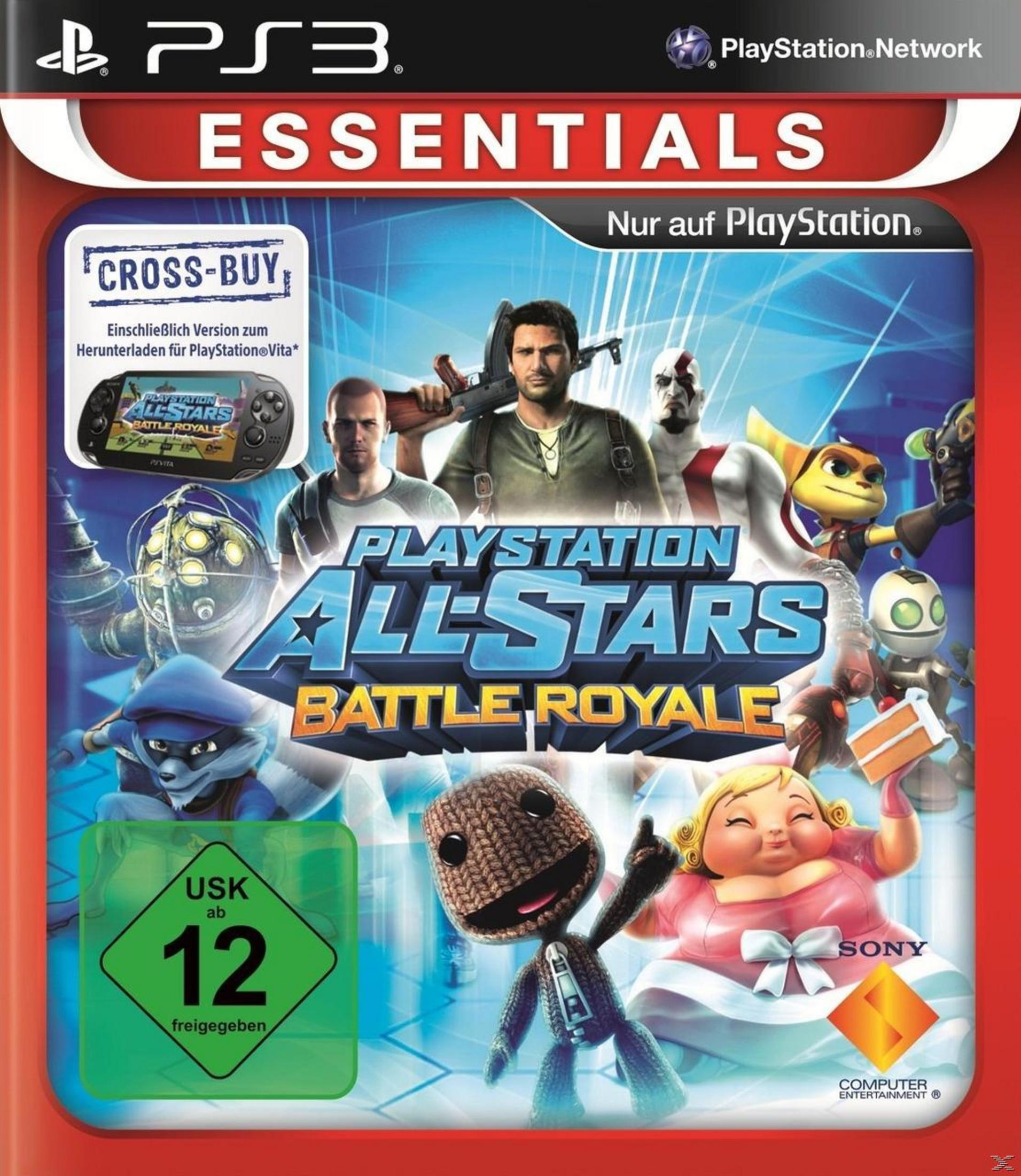 Eine PlayStation All-Stars Battle Royale PS3-Spielbox mit Charakteren.