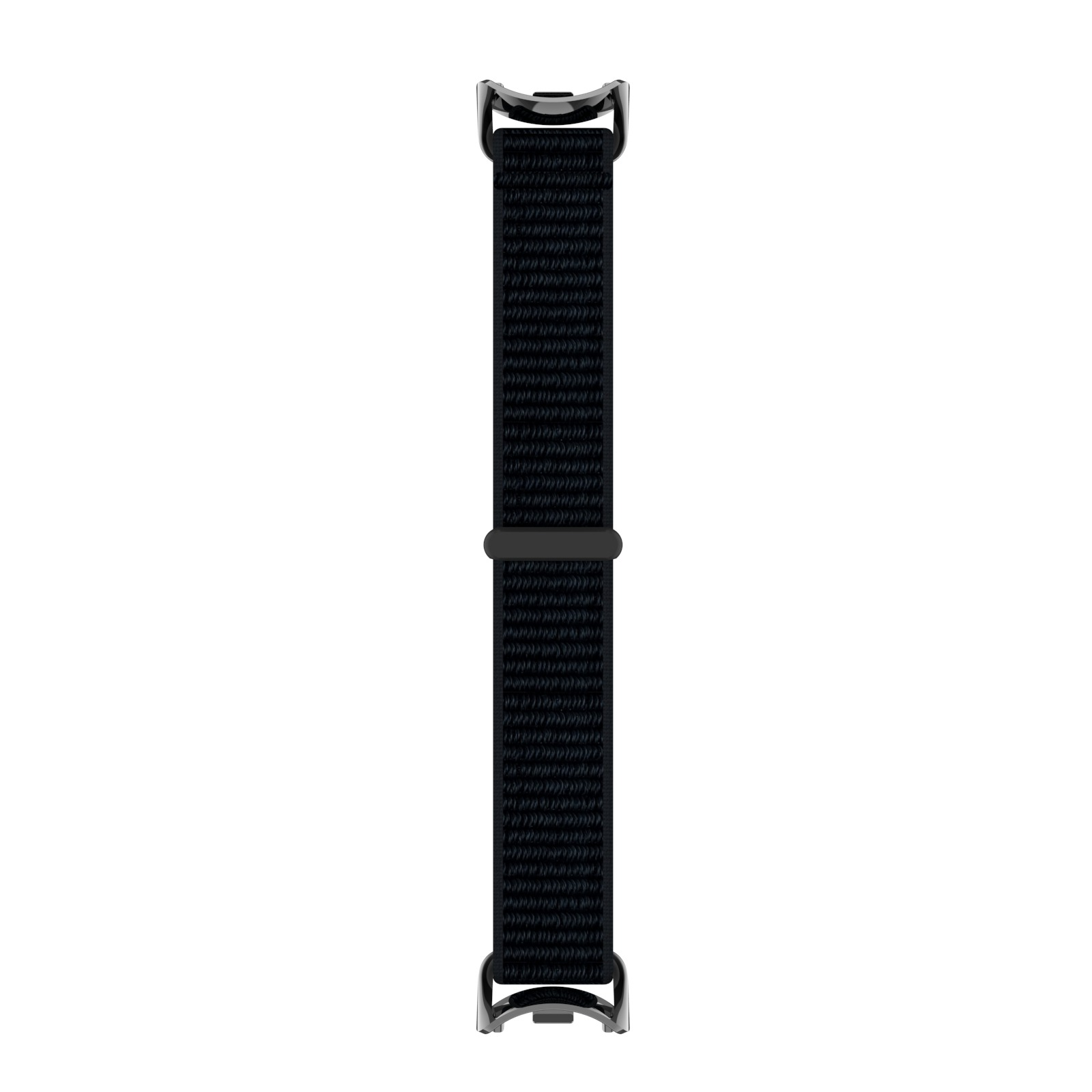 Schwarzes Uhrenarmband mit Metallenden.