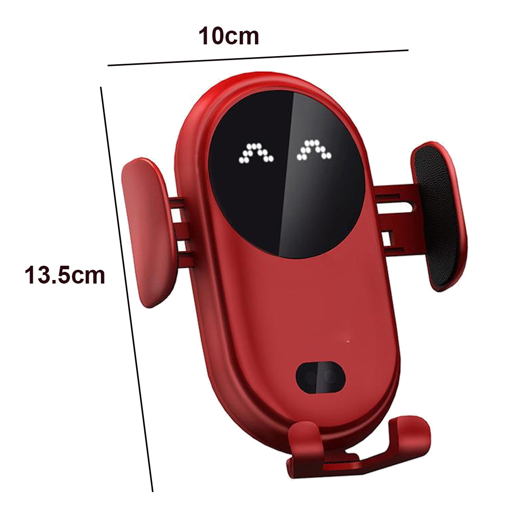 Roter Telefonhalter mit den Maßen 13,5 cm Höhe und 10 cm Breite auf weißem Hintergrund.