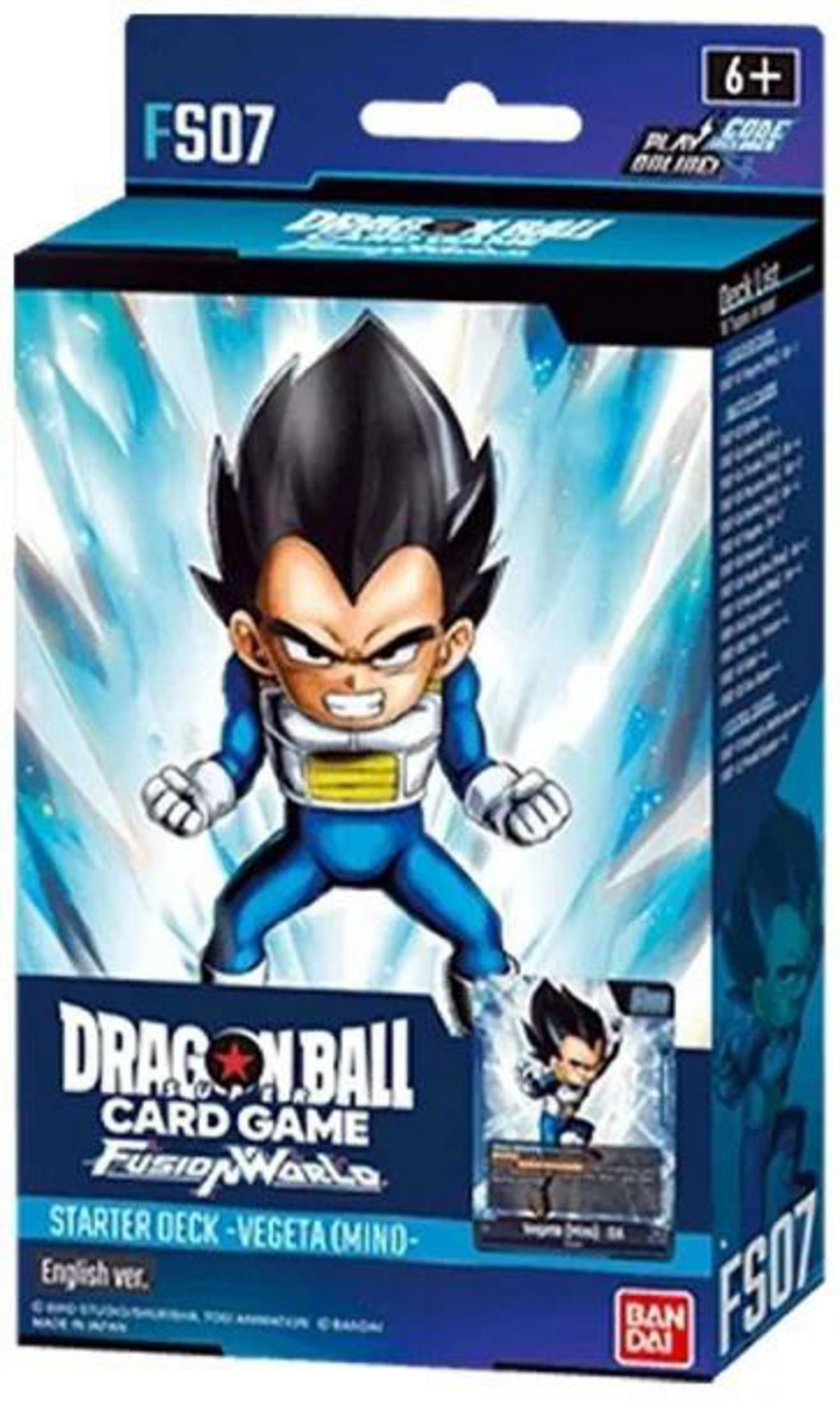 Dragon Ball Kartenspielbox. Es zeigt Vegeta. Die Box ist blau, weiß und rot.