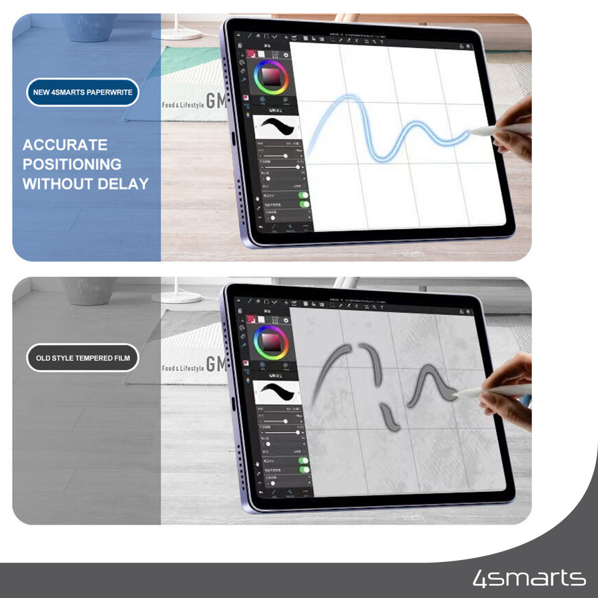 Un tablet mostra un disegno a mano con uno stilo, mettendo in mostra precise capacità di input e design.