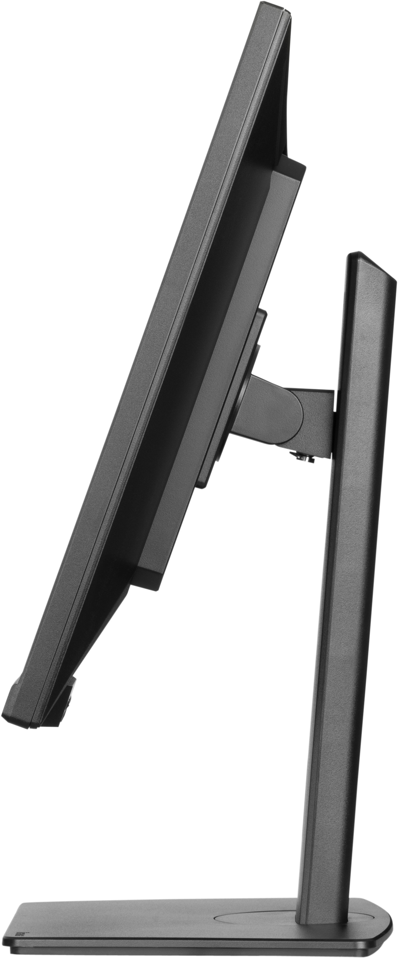 Widok z boku monitora Iiyama, czarna ramka i podstawa, lekko pochylona.