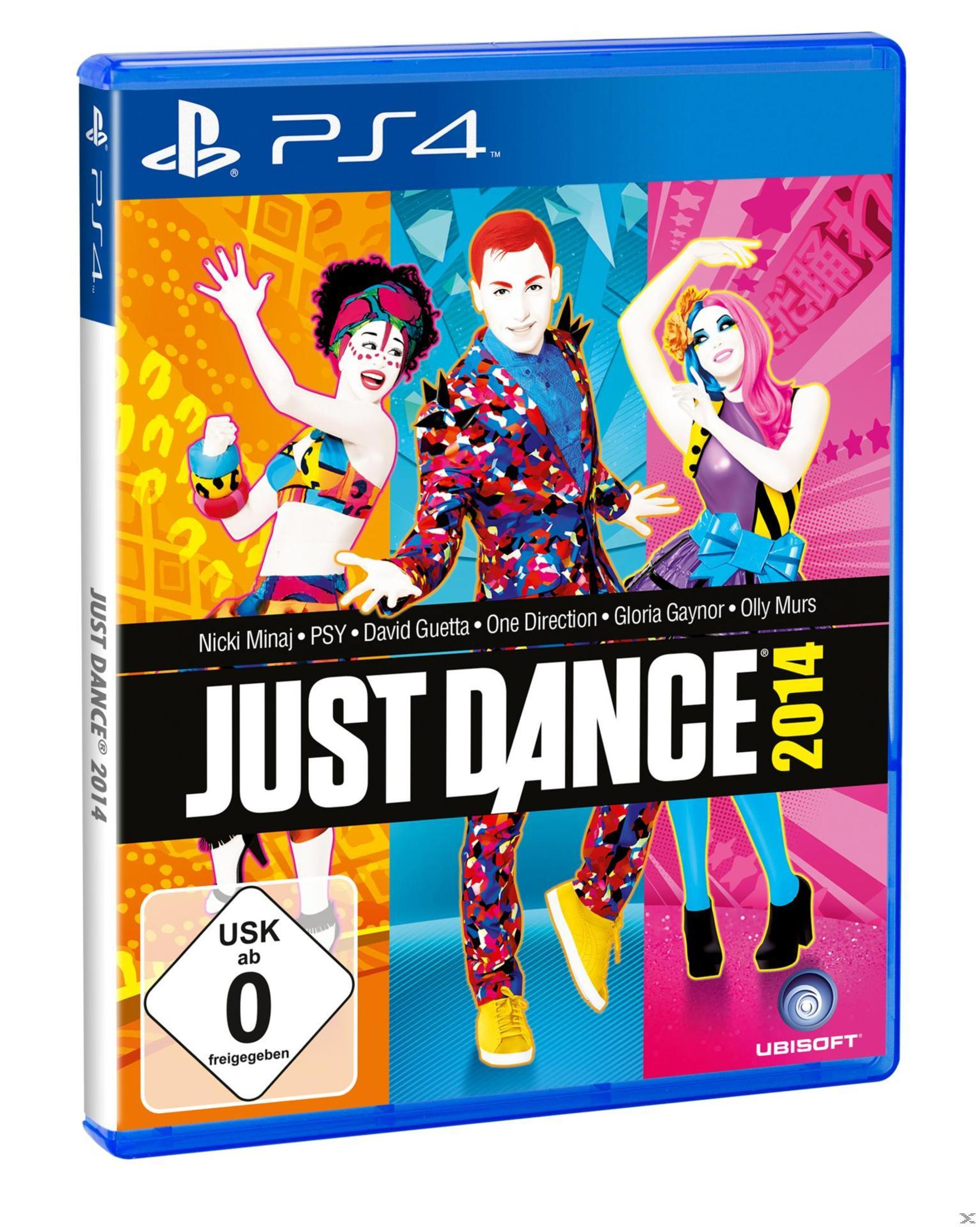 PS4-Spielcover: Just Dance 2014, mit drei Tänzern in farbenfrohen Outfits.