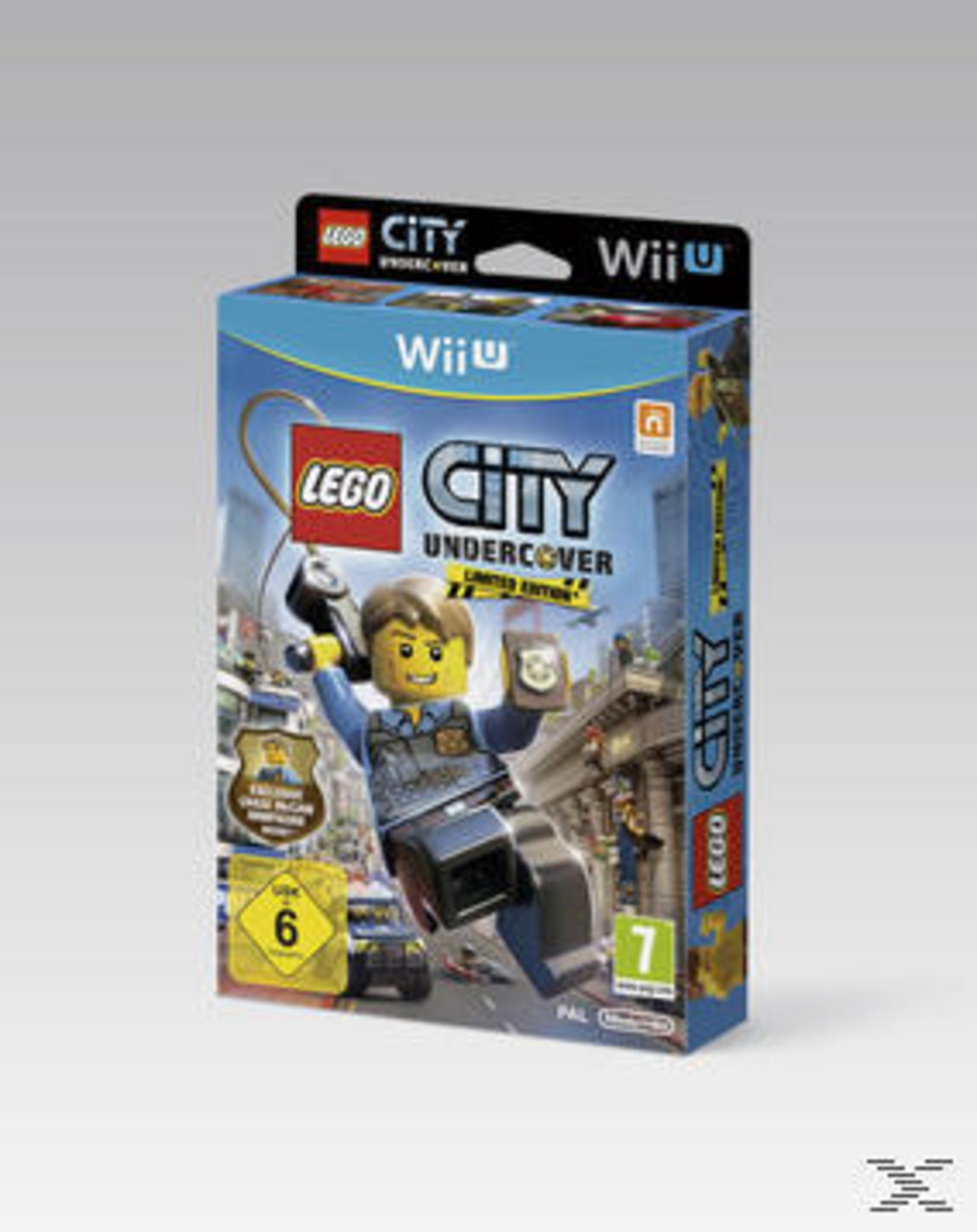 Lego City Undercover-Spielcover mit einem Lego-Polizisten in einer Stadtkulisse mit blauem Himmel.