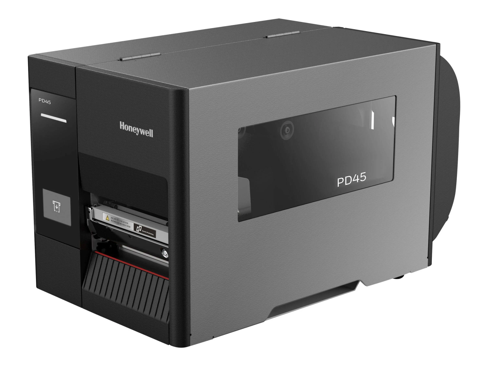 Una stampante per etichette Honeywell PD45 nera e grigia.