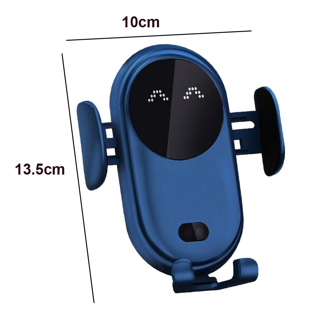 Blauer Telefonhalter mit sichtbaren Abmessungen: 10cm breit, 13,5cm hoch.