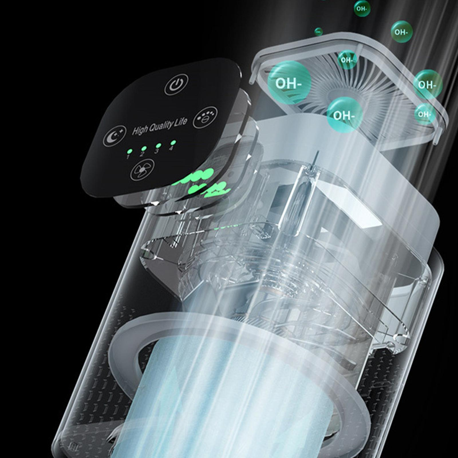 Eine transparente Ansicht eines Luftreinigers zeigt seine internen Mechanismen und den Luftstrom.