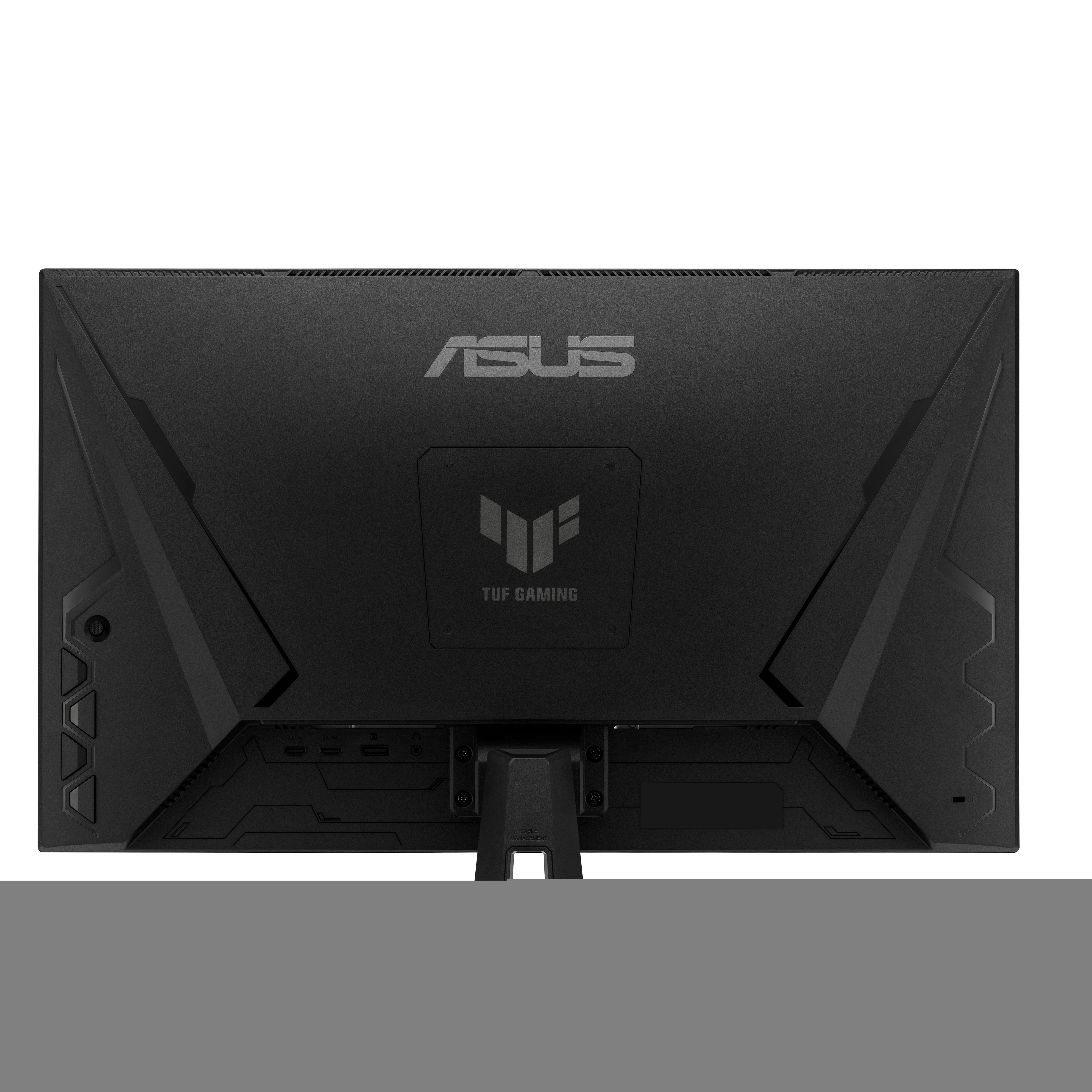 The rear of an ASUS TUF Gaming monitor, showing the ASUS and TUF Gaming logos.