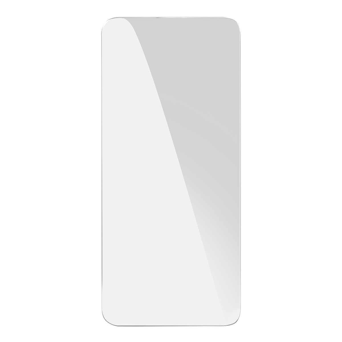 Una protezione per lo schermo trasparente per un telefono cellulare su uno sfondo bianco.