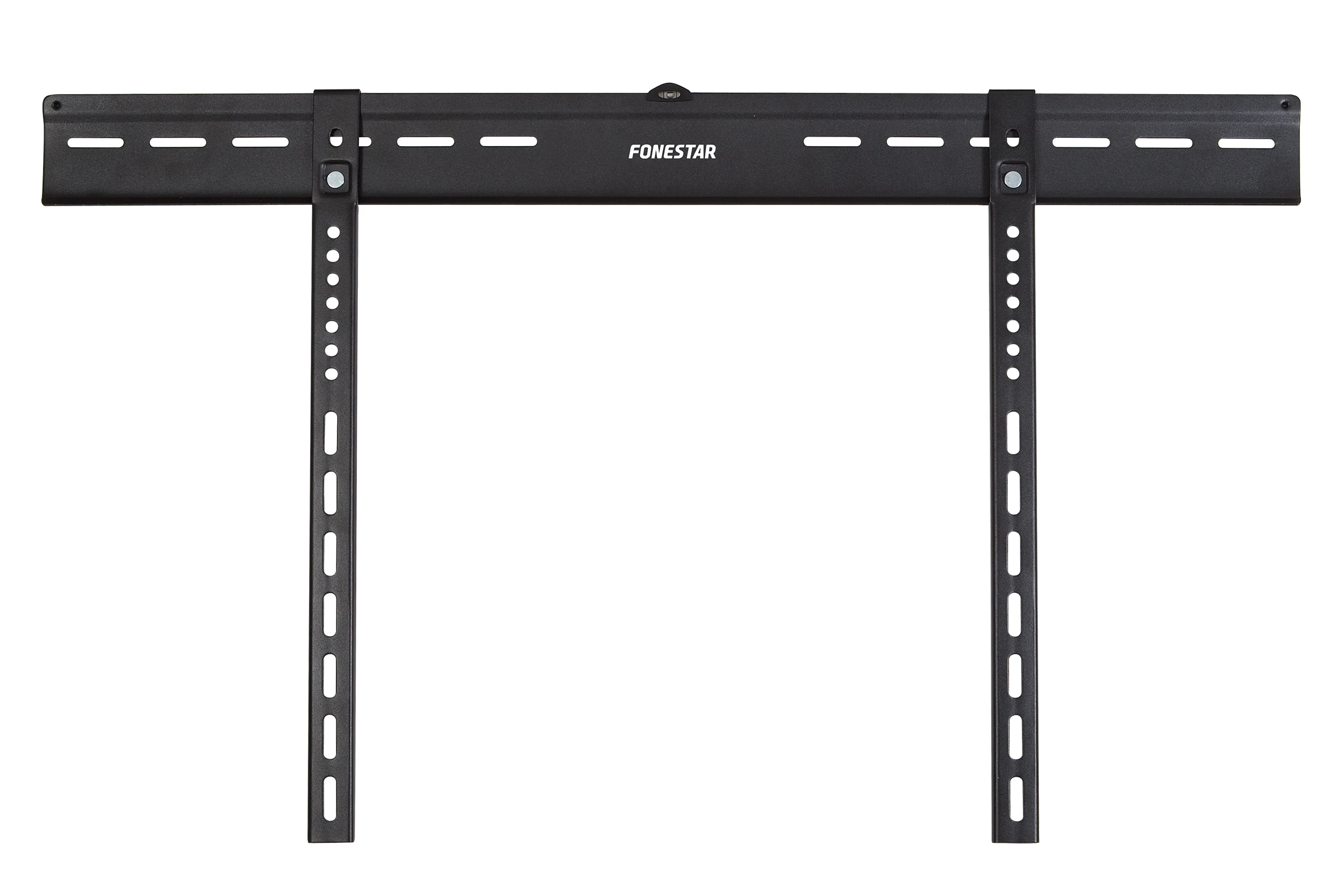 Un soporte de pared para TV negro, con la marca FONESTAR, aislado sobre fondo blanco.