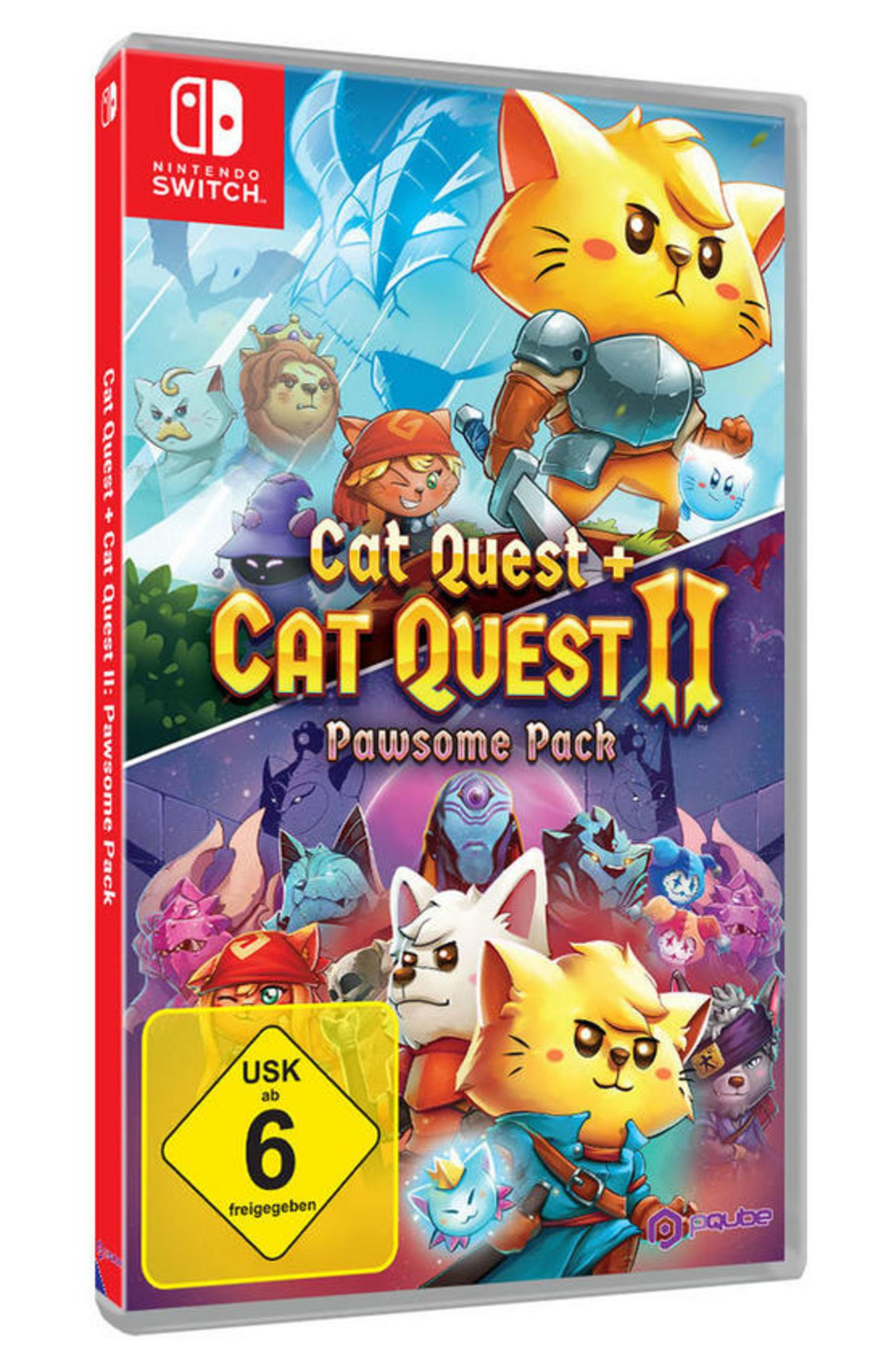 Cat Quest II-Spielcover. Katzencharaktere mit Rüstung und Text.