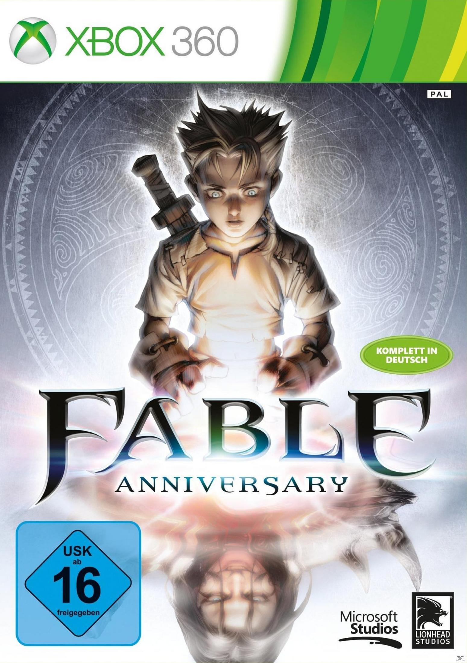 Fable Anniversary-Spielcover mit einem jungen Mann mit einem Schwert auf dem Rücken.