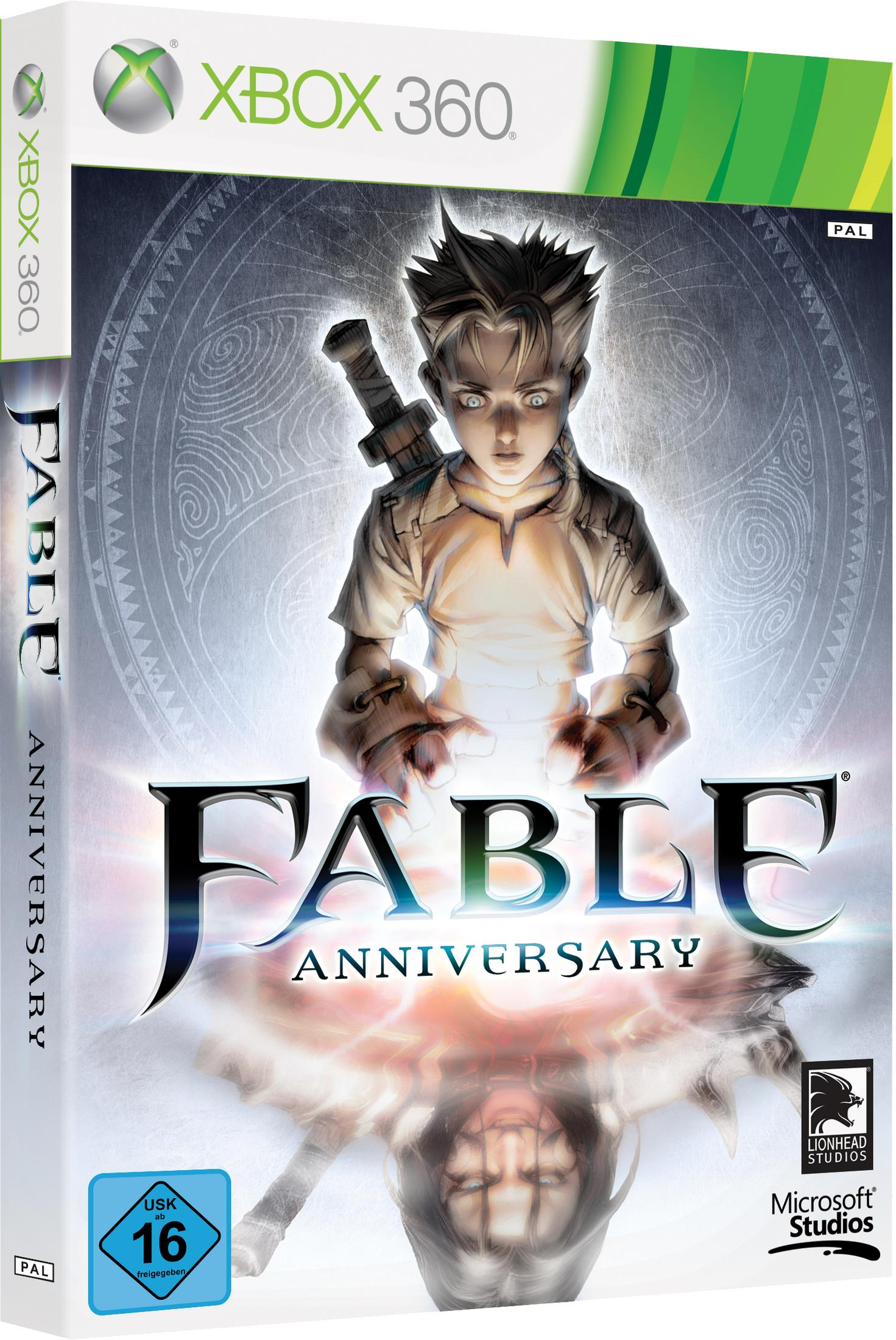 Fable Anniversary-Spielcover mit einem jungen Mann mit einem Schwert auf dem Rücken.