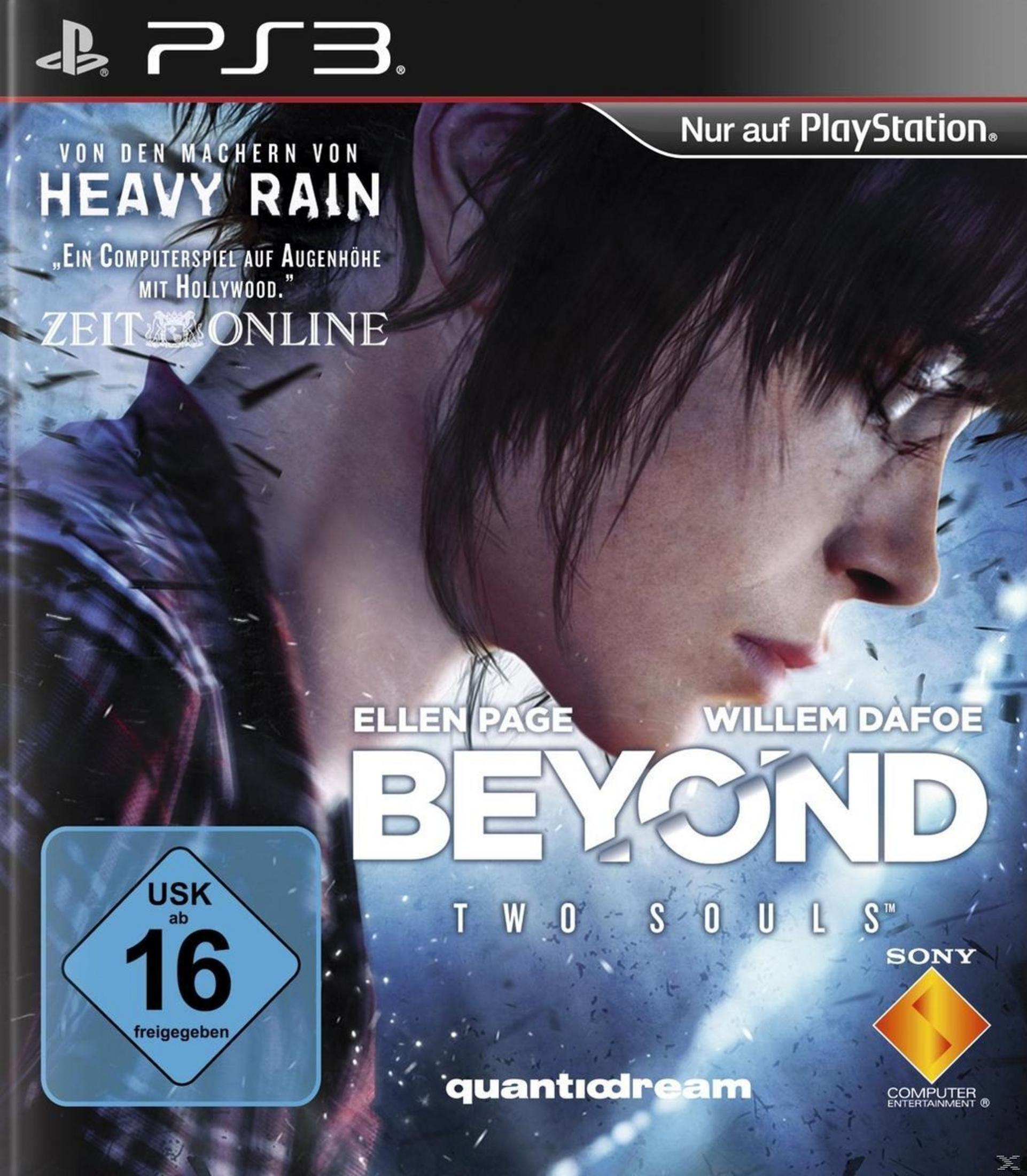 Spielcover mit Ellen Page für Beyond Two Souls auf PS3, mit einem blau-weißen Farbschema.