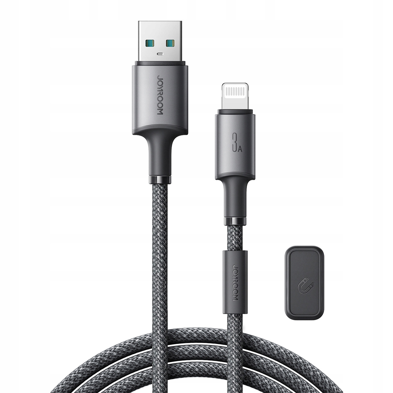 Kabel Joyroom USB-A do Lightning z funkcją magnetyczną, na białym tle.
