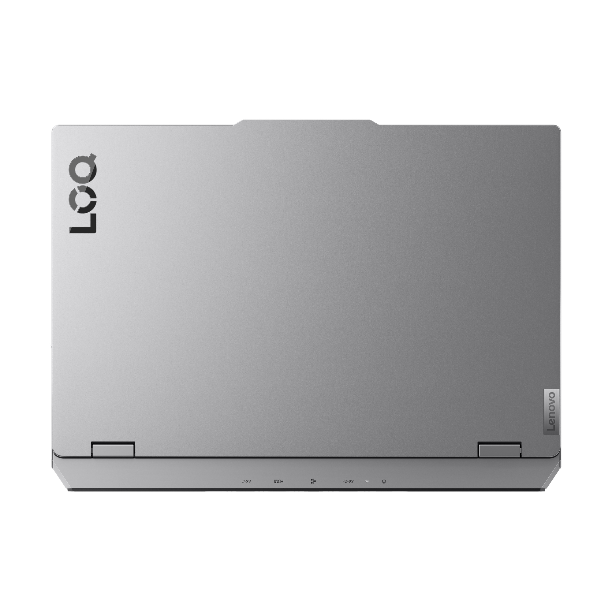 Ein geschlossener, silberner Laptop wird von oben gezeigt und zeigt sein minimalistisches Design vor einem weißen Hintergrund.