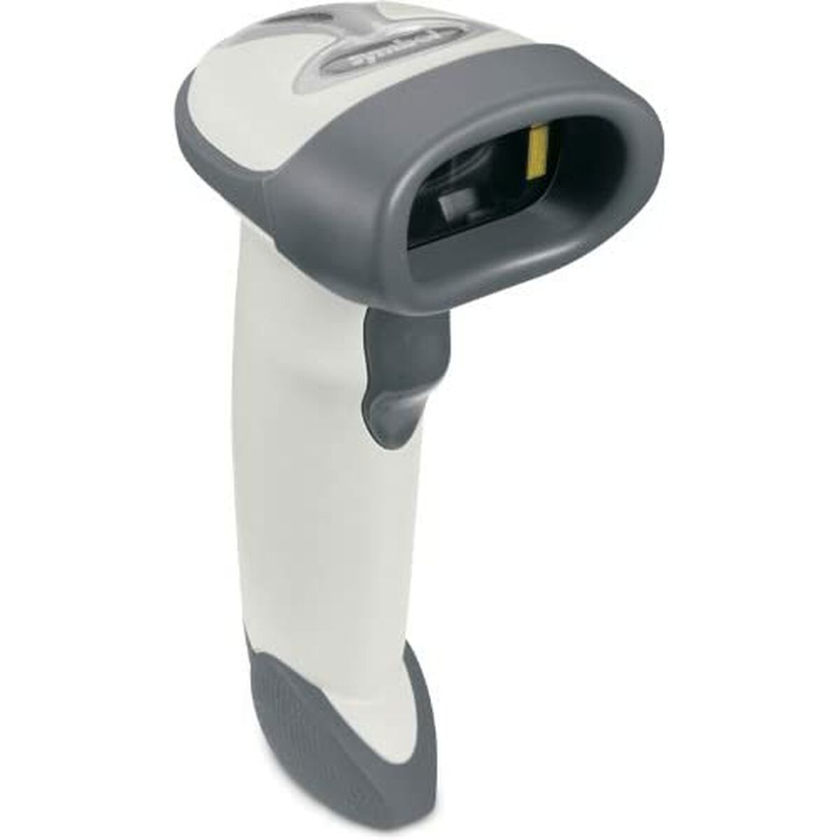 L'immagine mostra uno scanner di codici a barre con corpo bianco e accenti grigi, progettato per la scansione dei codici a barre dei prodotti.