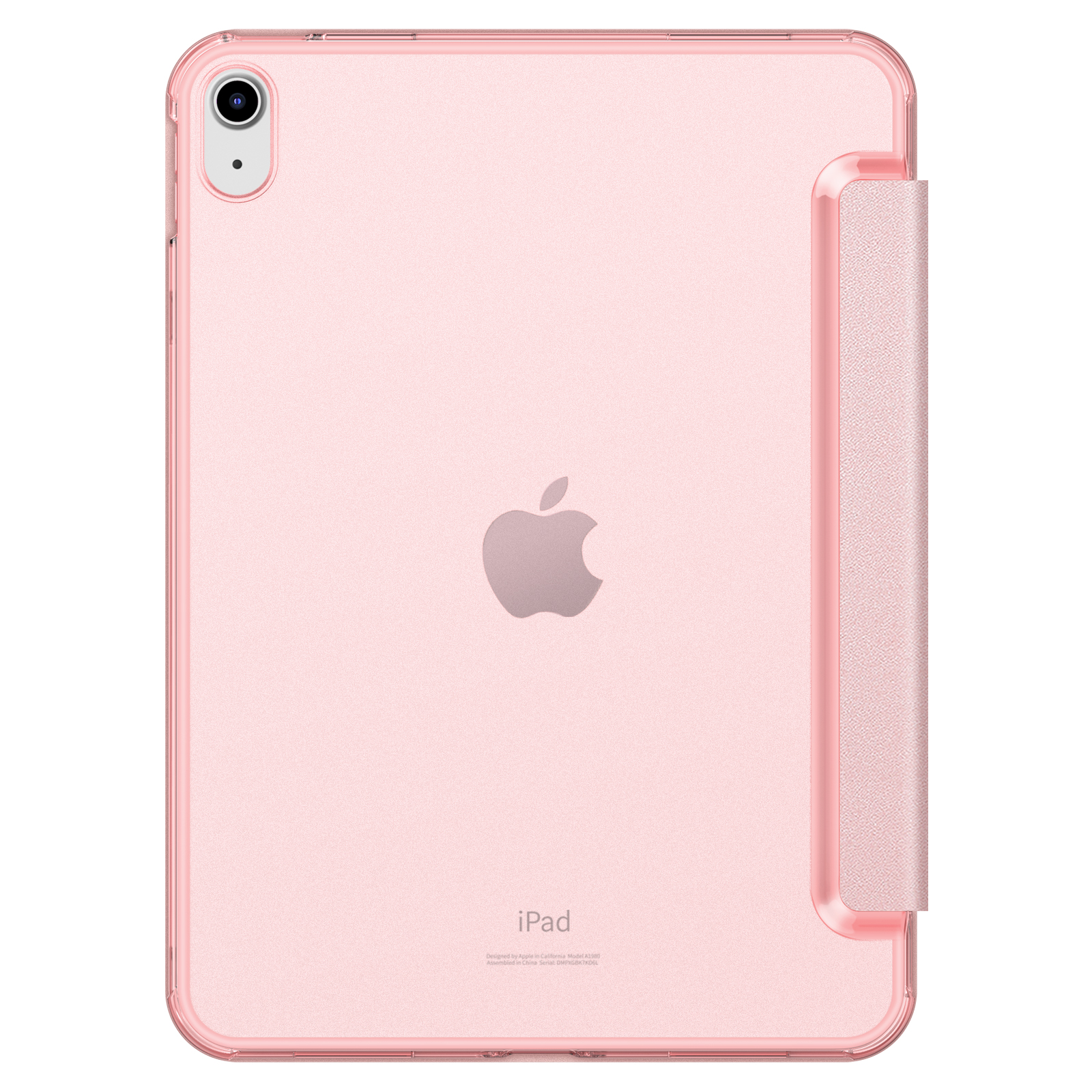 Rosa iPad-Hülle mit Apple-Logo und -Abdeckung.
