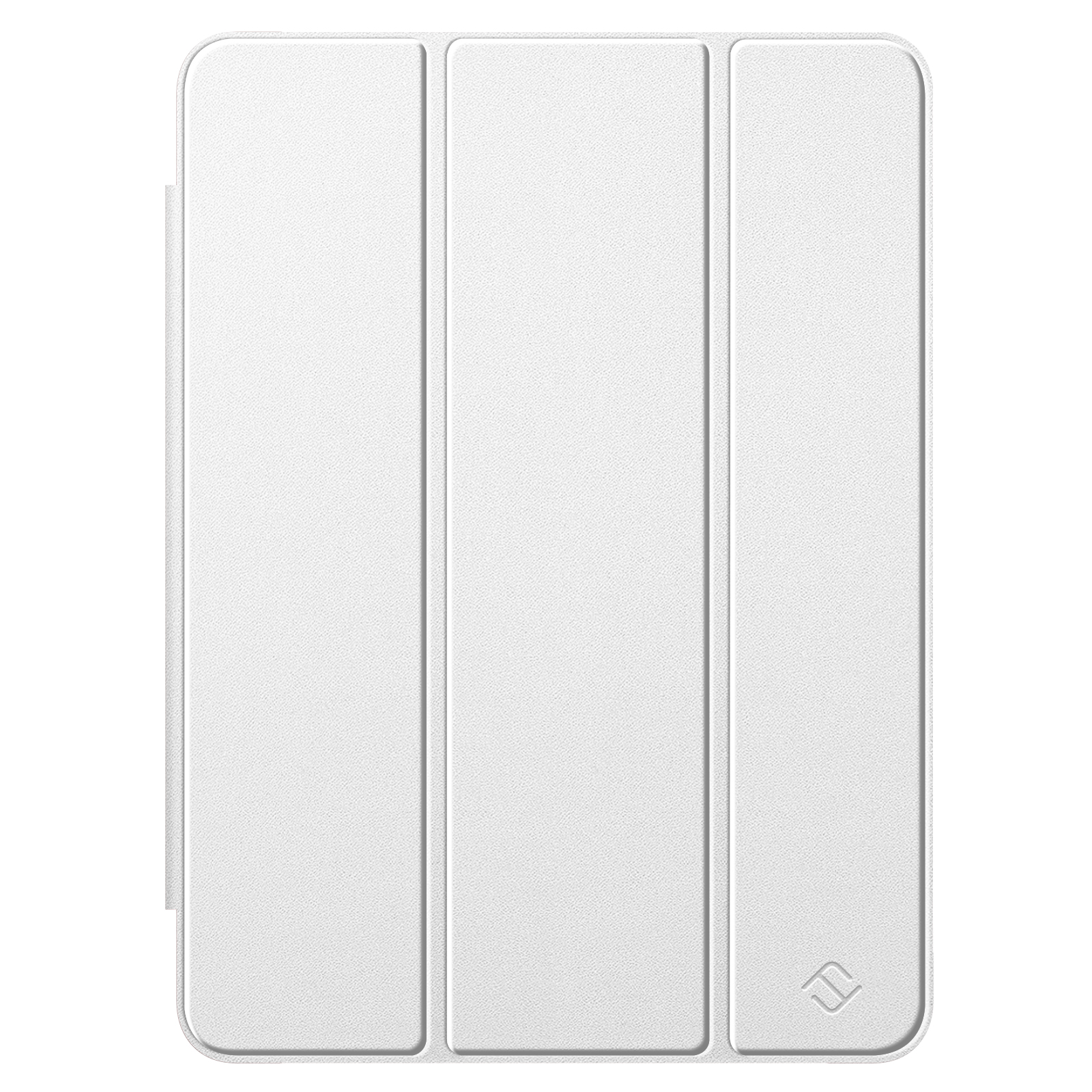 Weiße iPad-Hülle mit dreifachem Design, die vollständige Abdeckung und Schutz bietet.