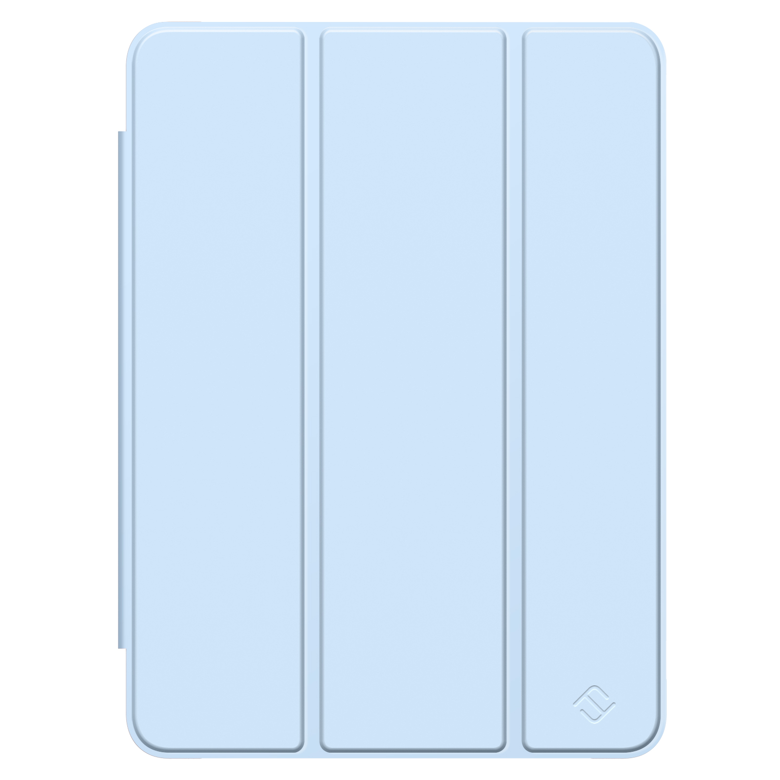Eine hellblaue Tablet-Hülle mit Falt-Design zeigt ein schlankes, schützendes Zubehör für elektronische Geräte.