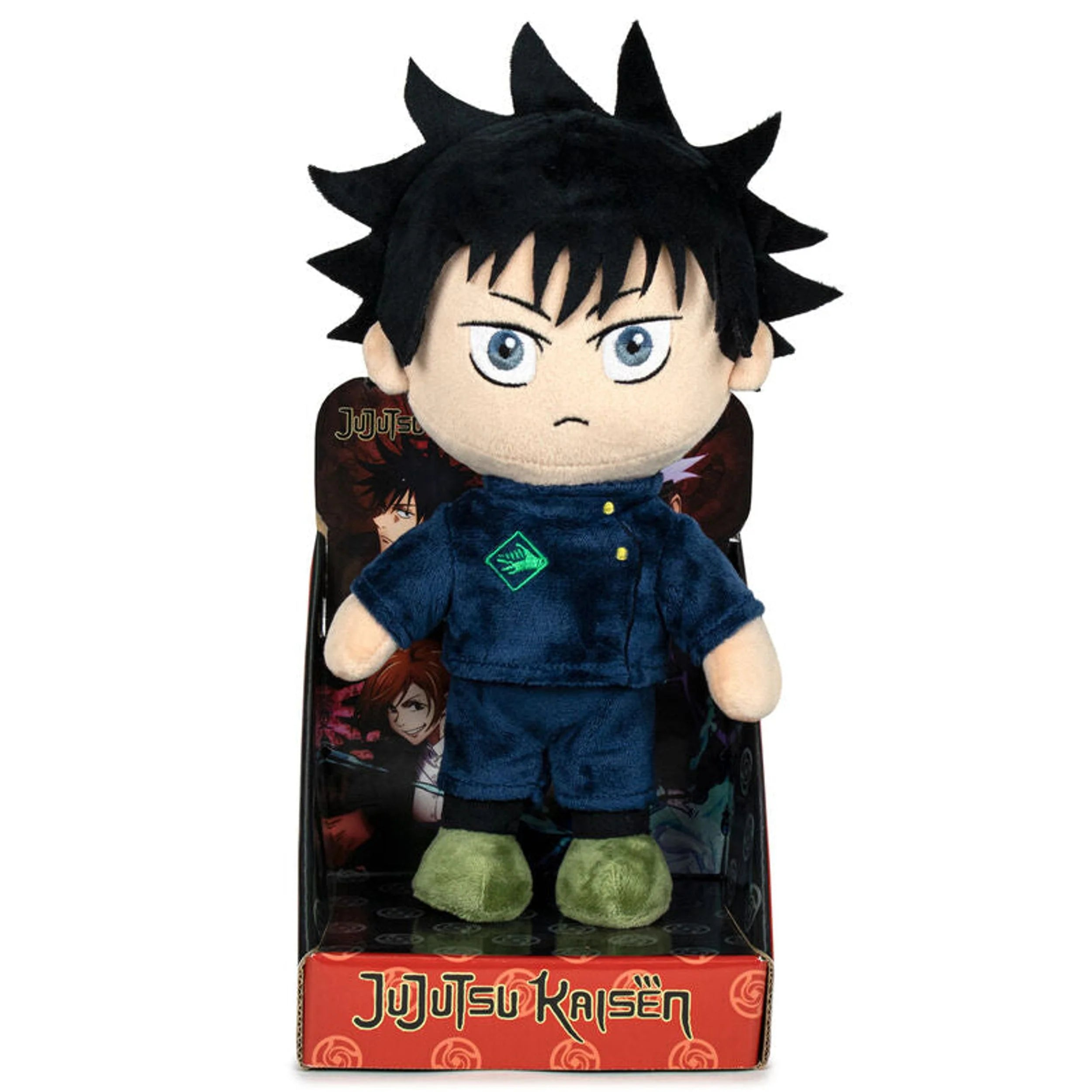 Ein Plüschtier von Yuta Okkotsu aus Jujutsu Kaisen in einer blauen Uniform und grünen Schuhen.