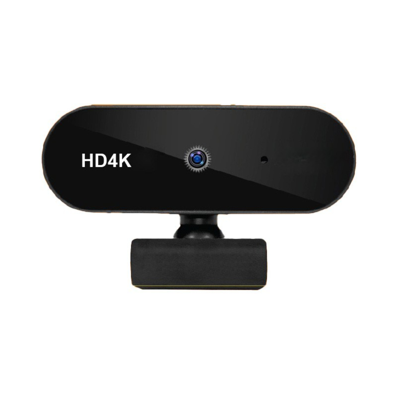 Schwarze Webcam mit Text 'HD4K'. Hat eine Linse und ein kleines Mikrofonloch.