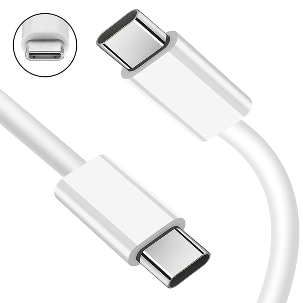Nahaufnahme von weißen USB-C-Anschlüssen, die das Design des Anschlusses und die Konstruktionsdetails des Kabels hervorheben.