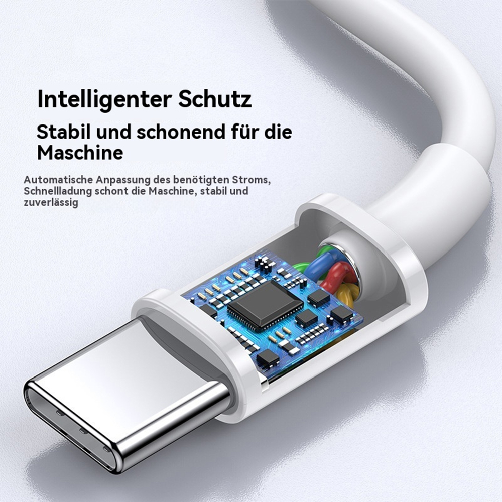 Aufschnittansicht des USB-C-Anschlusses, die interne Schaltkreise für intelligenten Schutz und stabiles Laden zeigt.