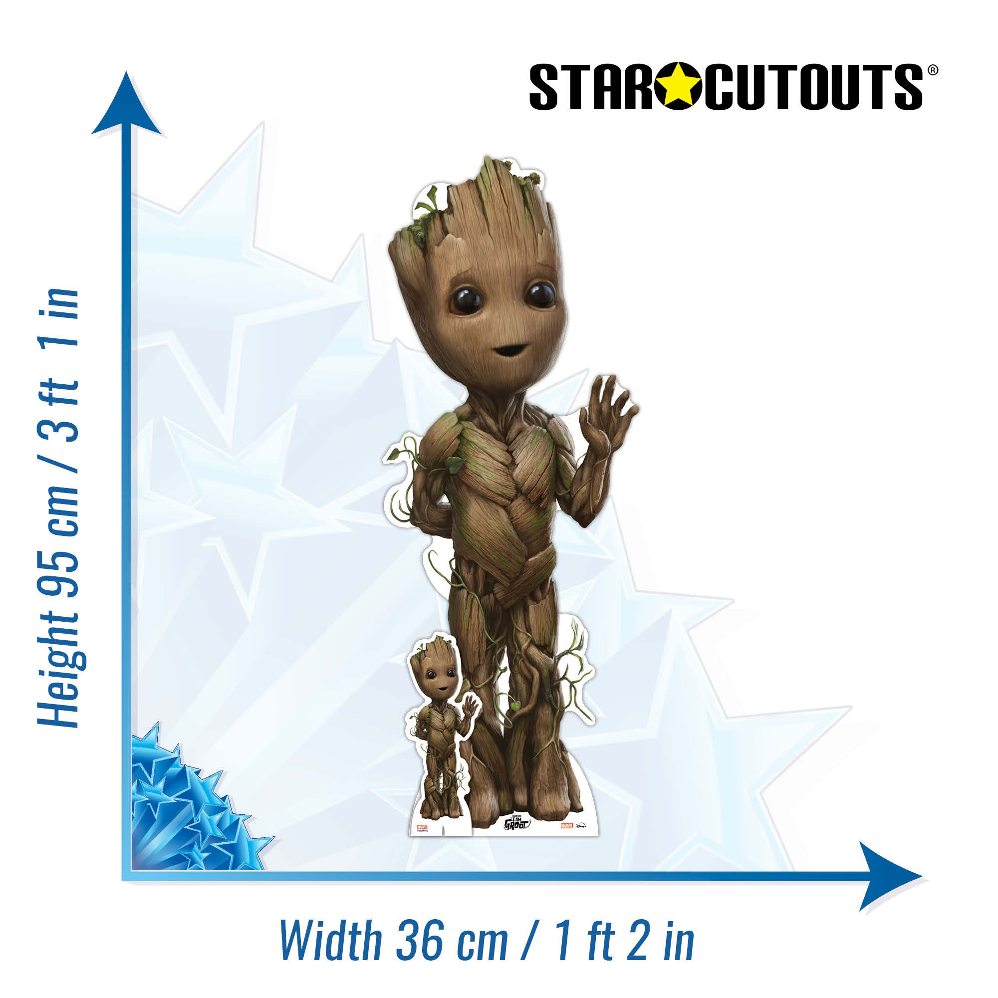 Groot-Ausschnitt: detaillierte Holzstruktur, 95 cm hoch. Ideal für Themenveranstaltungen.