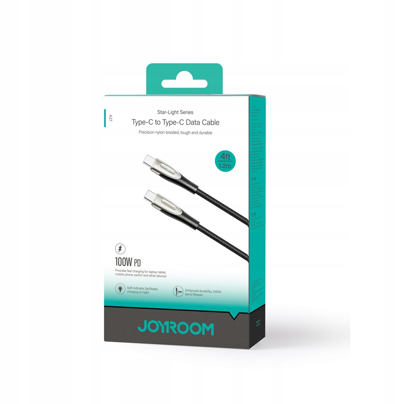 Ein Joyroom Star-Light-Serien-USB-C-zu-Typ-C-Datenkabel in Einzelhandelsverpackung.