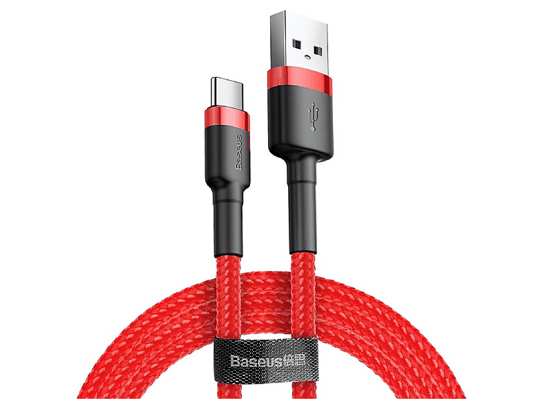 BASEUS USB / USB-C QC3.0 2A 3m, Ladekabel, 3 m, Rot