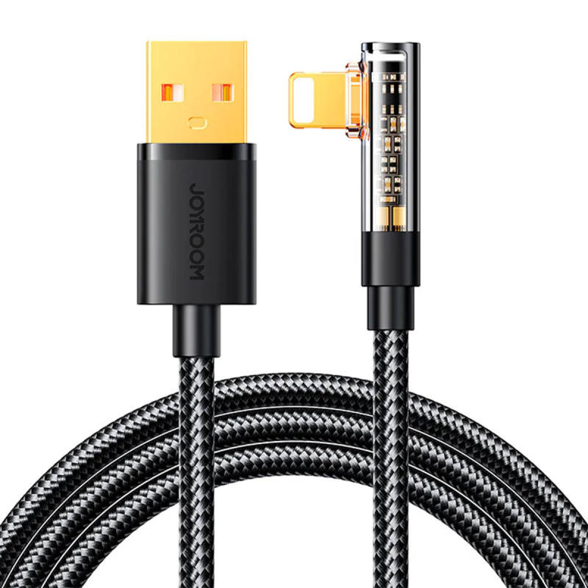 Zbliżenie kabla ładującego ze złączem USB i złączem Lightning.