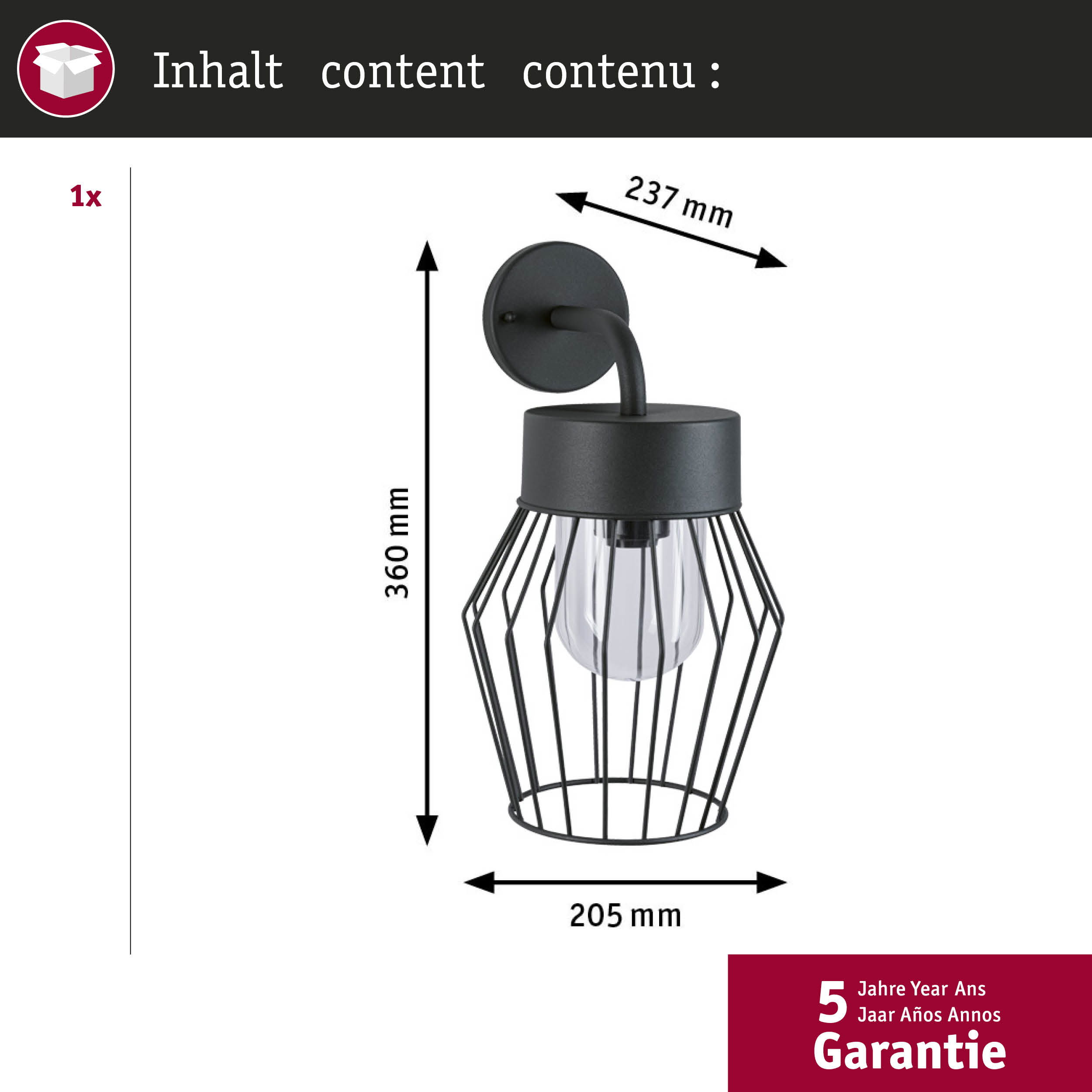 Eine schwarze, dekorative Pendelleuchte mit geometrischem Käfigdesign und freiliegender Glühbirne.