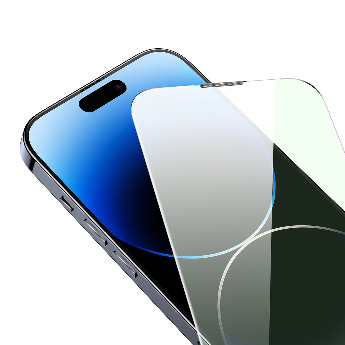Un proteggi schermo del telefono viene visualizzato accanto a un telefono, pronto per l'applicazione.
