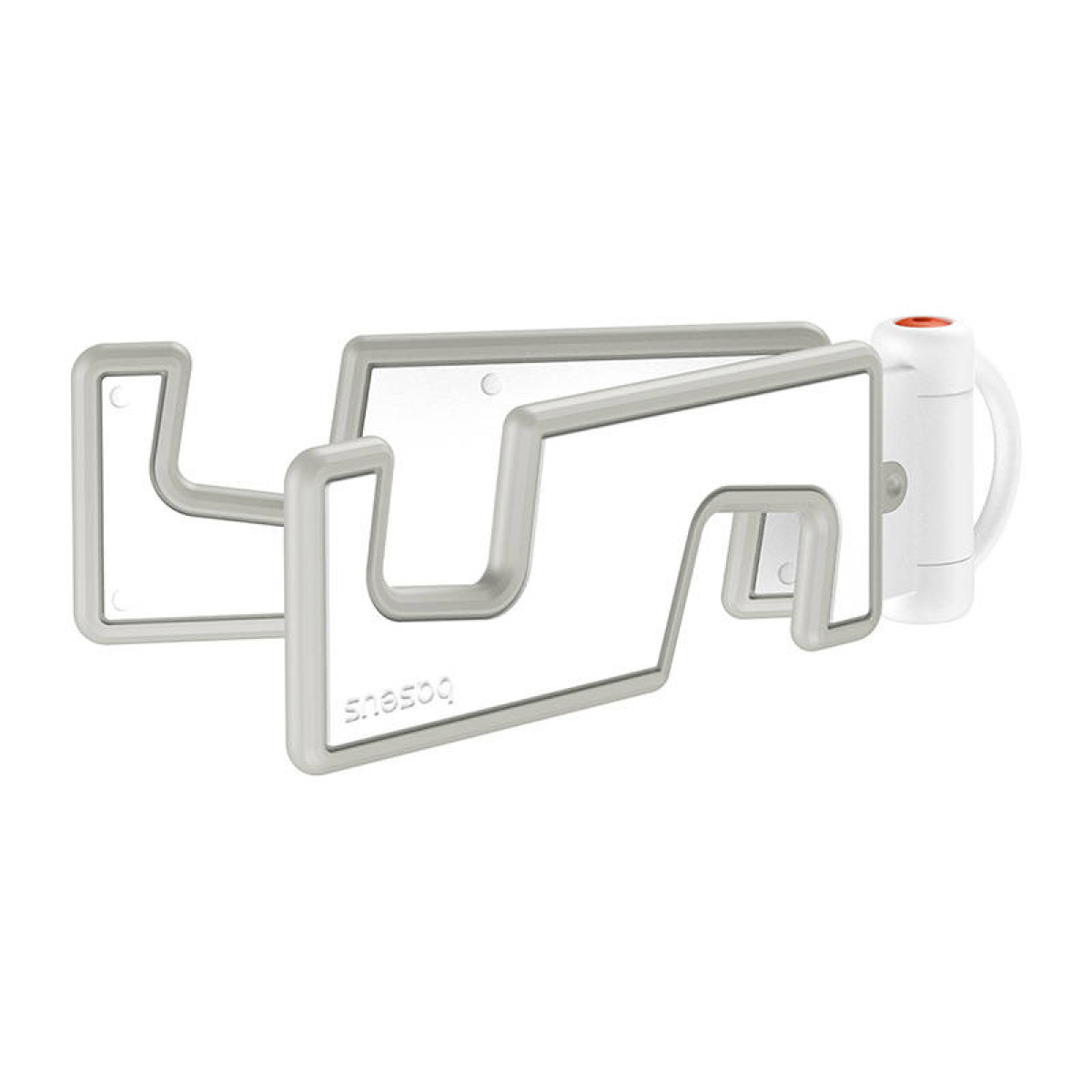 Biały uchwyt na telefon Baseus z pomarańczowym akcentem, prezentujący składaną konstrukcję.