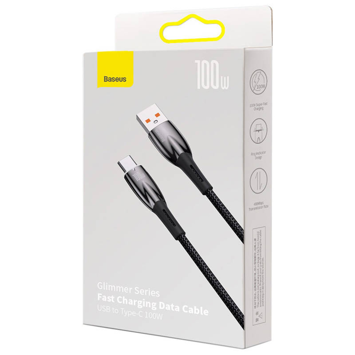 Pudełko kabla do szybkiego ładowania danych Baseus Glimmer Series, USB do Type-C 100W.