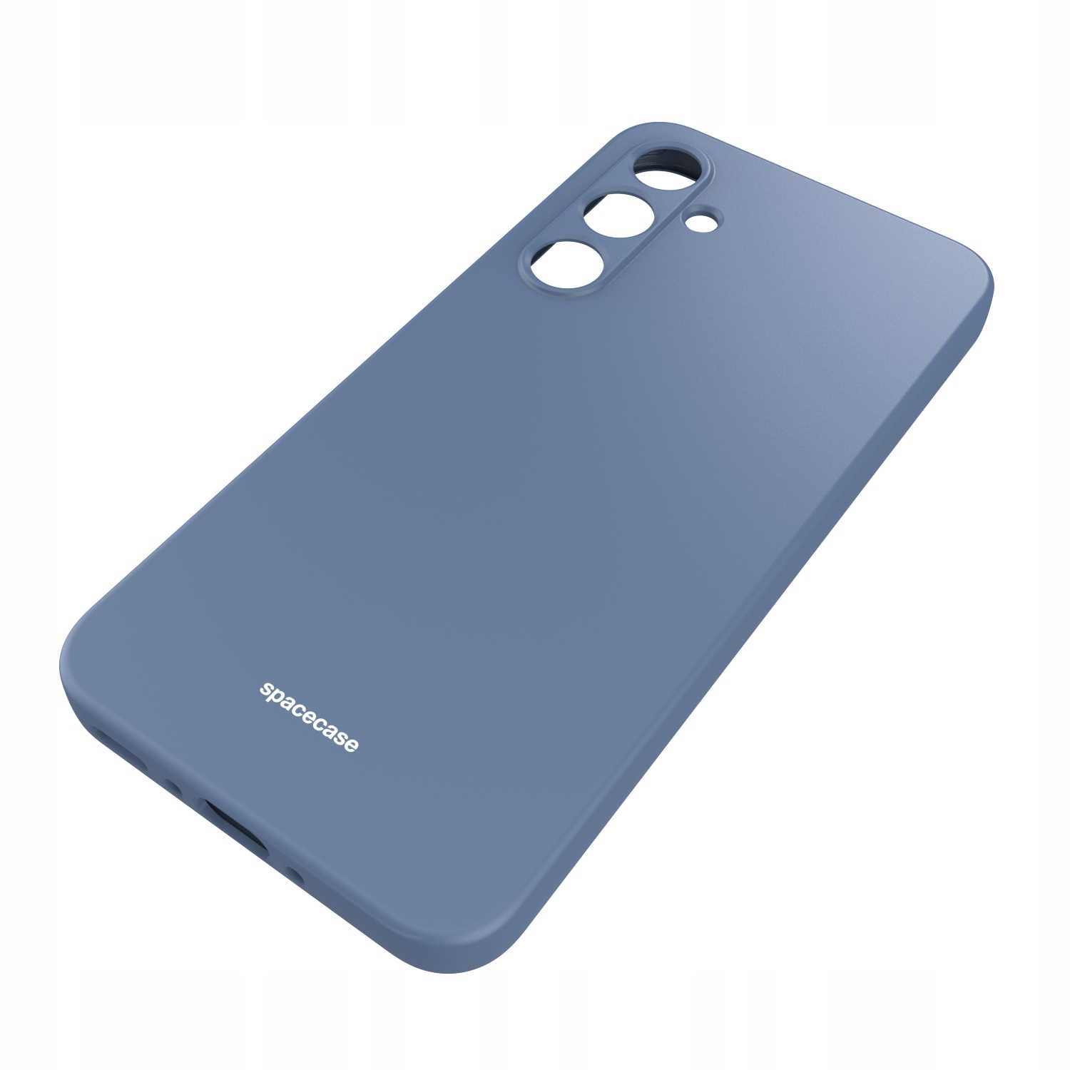 Niebieskie etui na telefon Spacecase jest wyświetlane pod kątem.