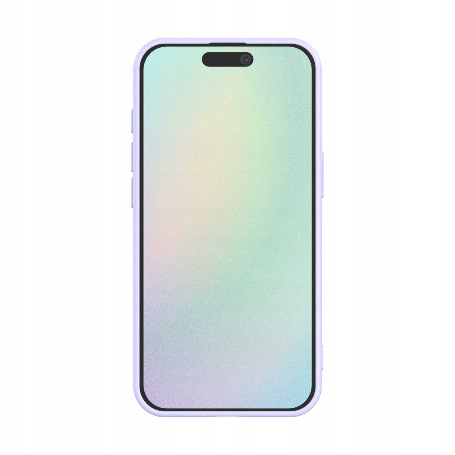 Jasnofioletowe etui na telefon z kolorowym ekranem, wyświetlane na białym tle.