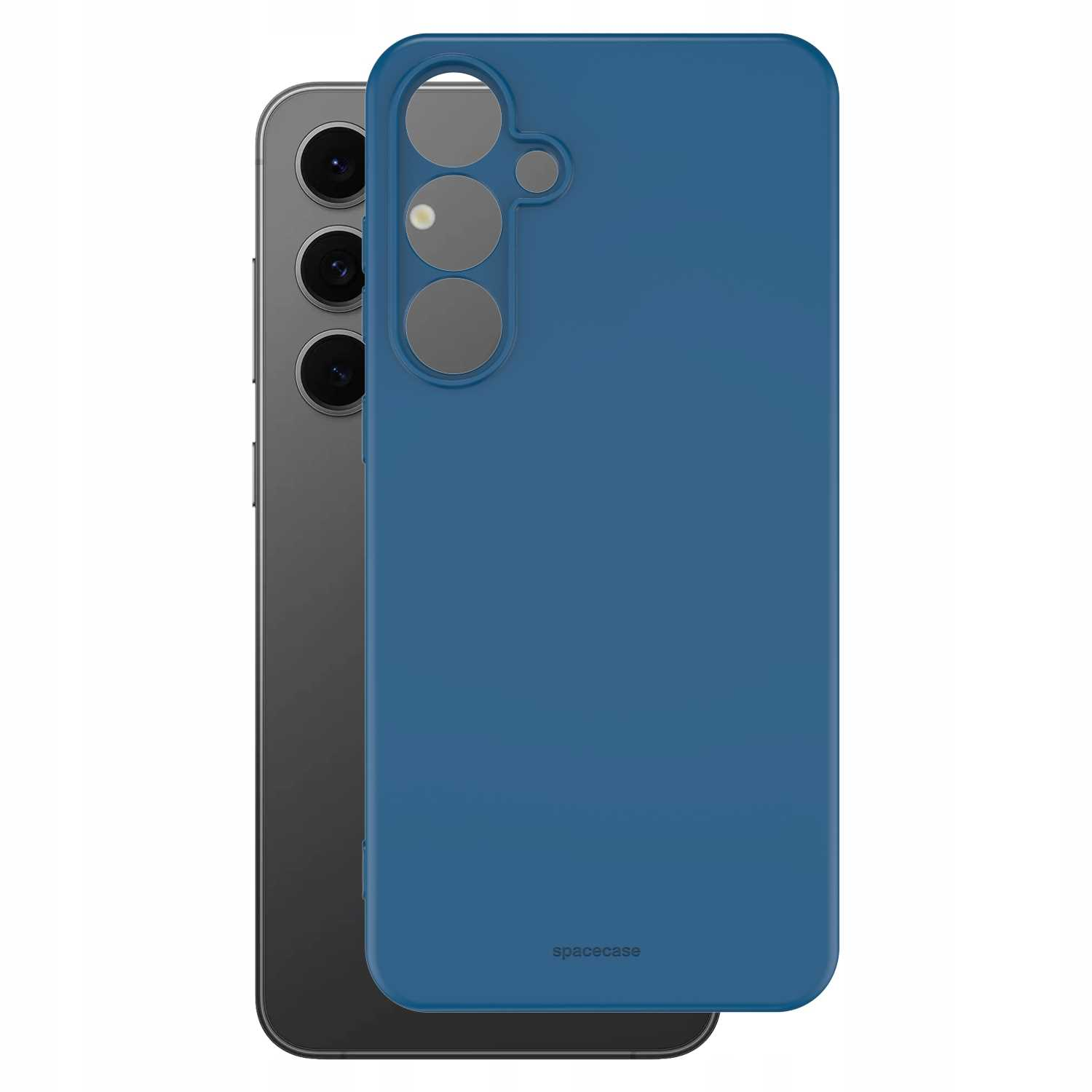 Niebieskie etui na telefon na smartfonie, o eleganckim, nowoczesnym designie.