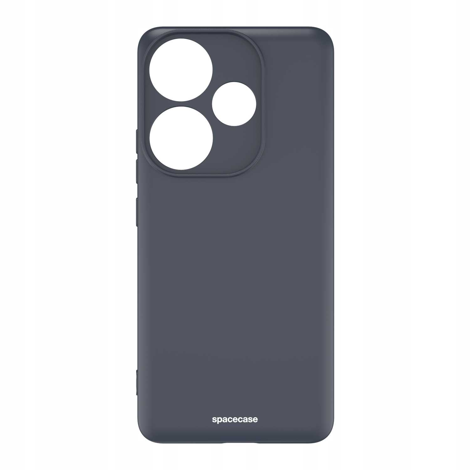 Ciemnoszare etui na telefon z napisem spacecase.