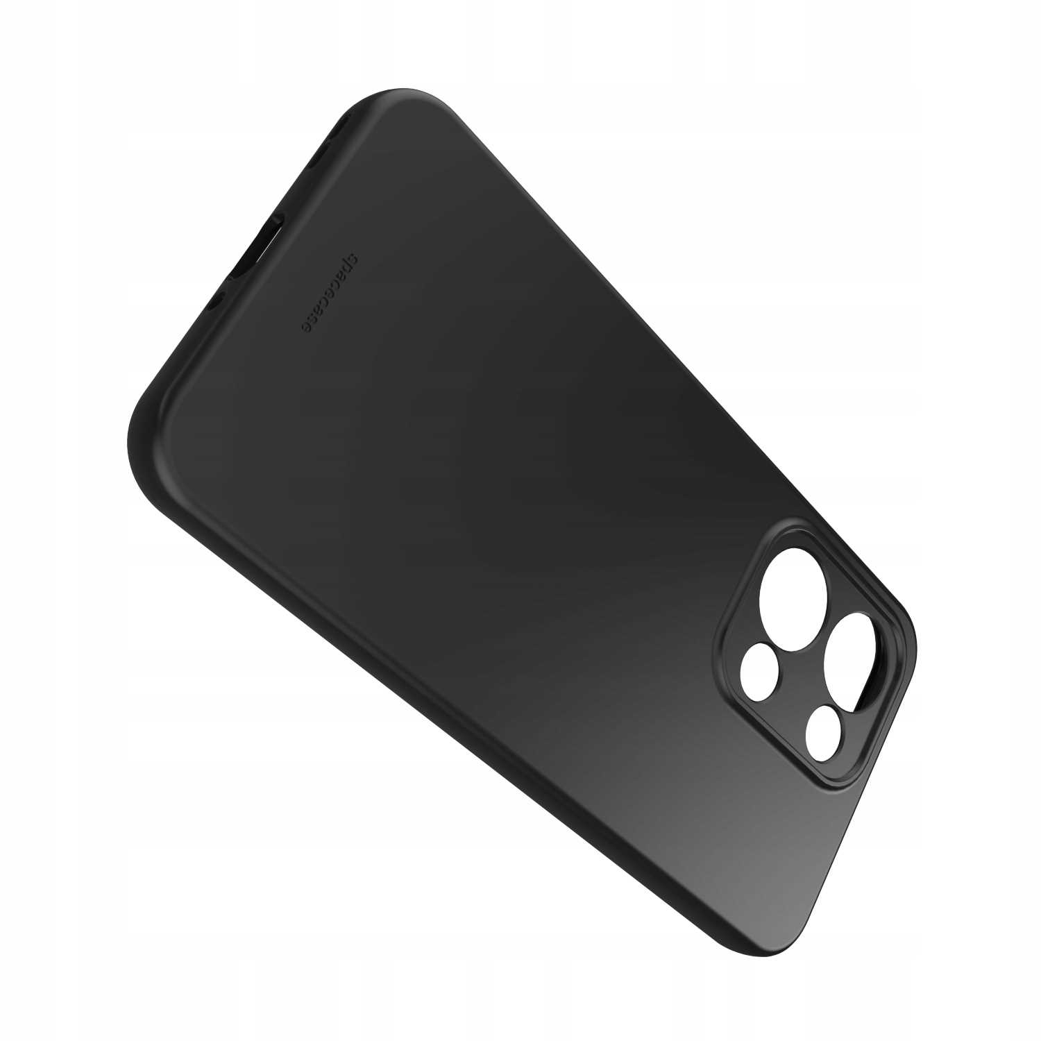 Czarne etui na telefon z otworami na aparat.