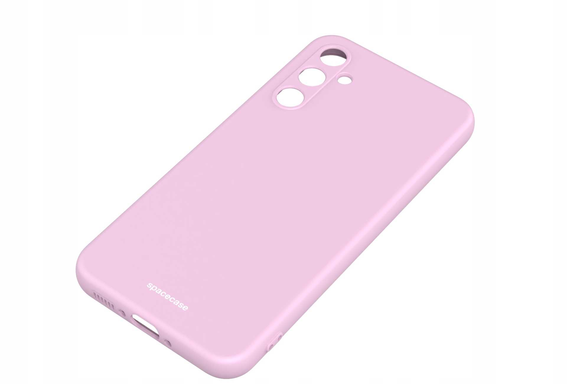 Różowe etui na telefon jest wyświetlane na białym tle.