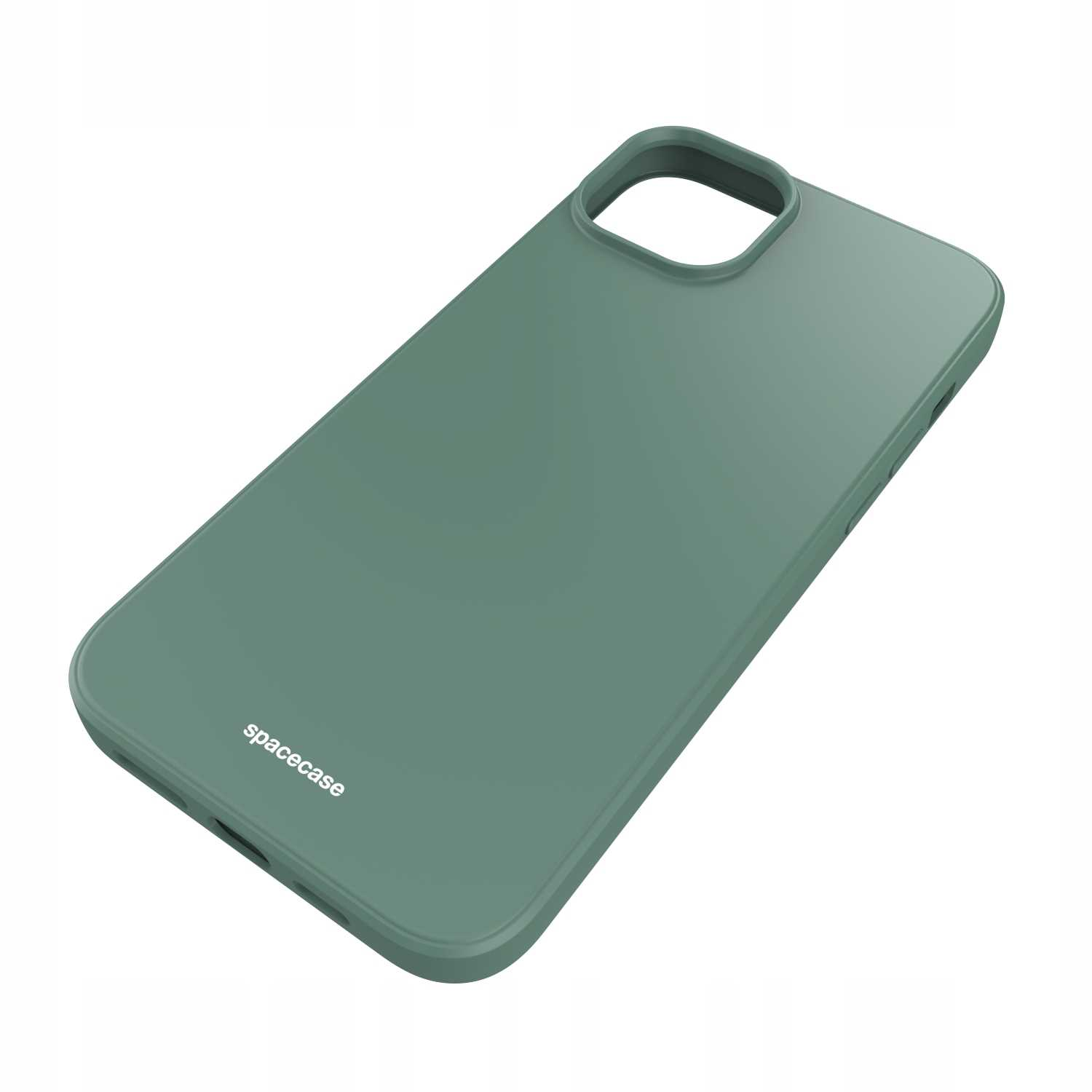 Zielone etui z napisem 'spacecase' na białym tle.