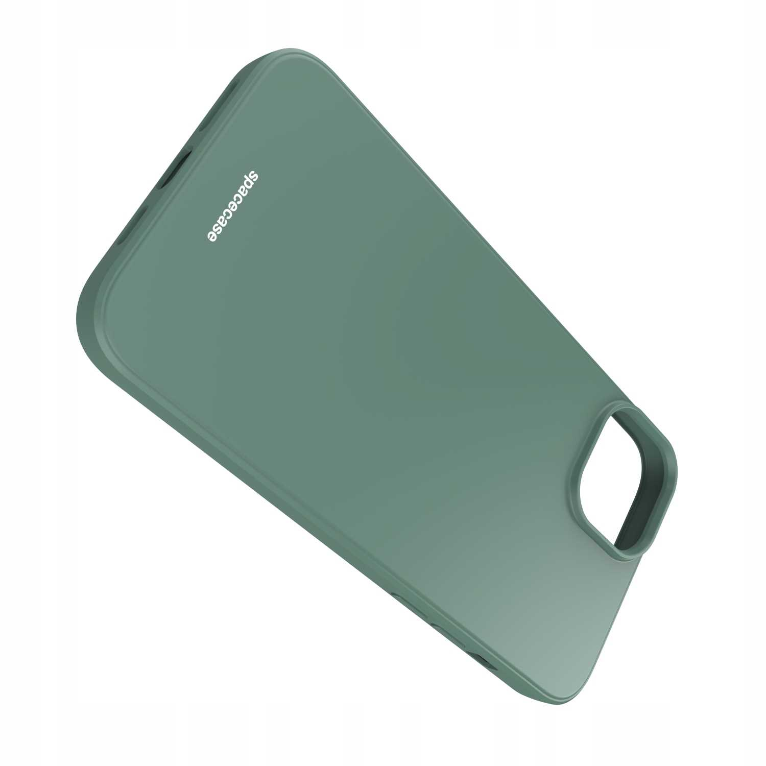 Zielone etui z 'spacecase' na białym tle.