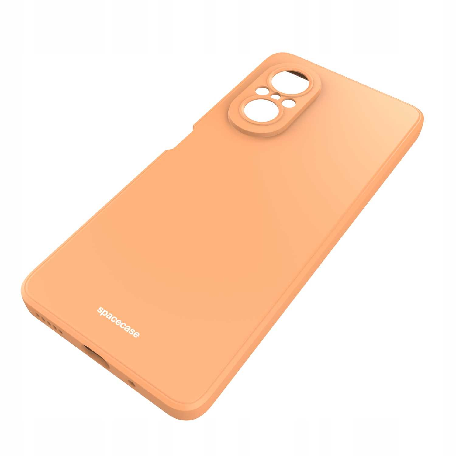 Pomarańczowe etui na telefon Spacecase izolowane na białym tle.