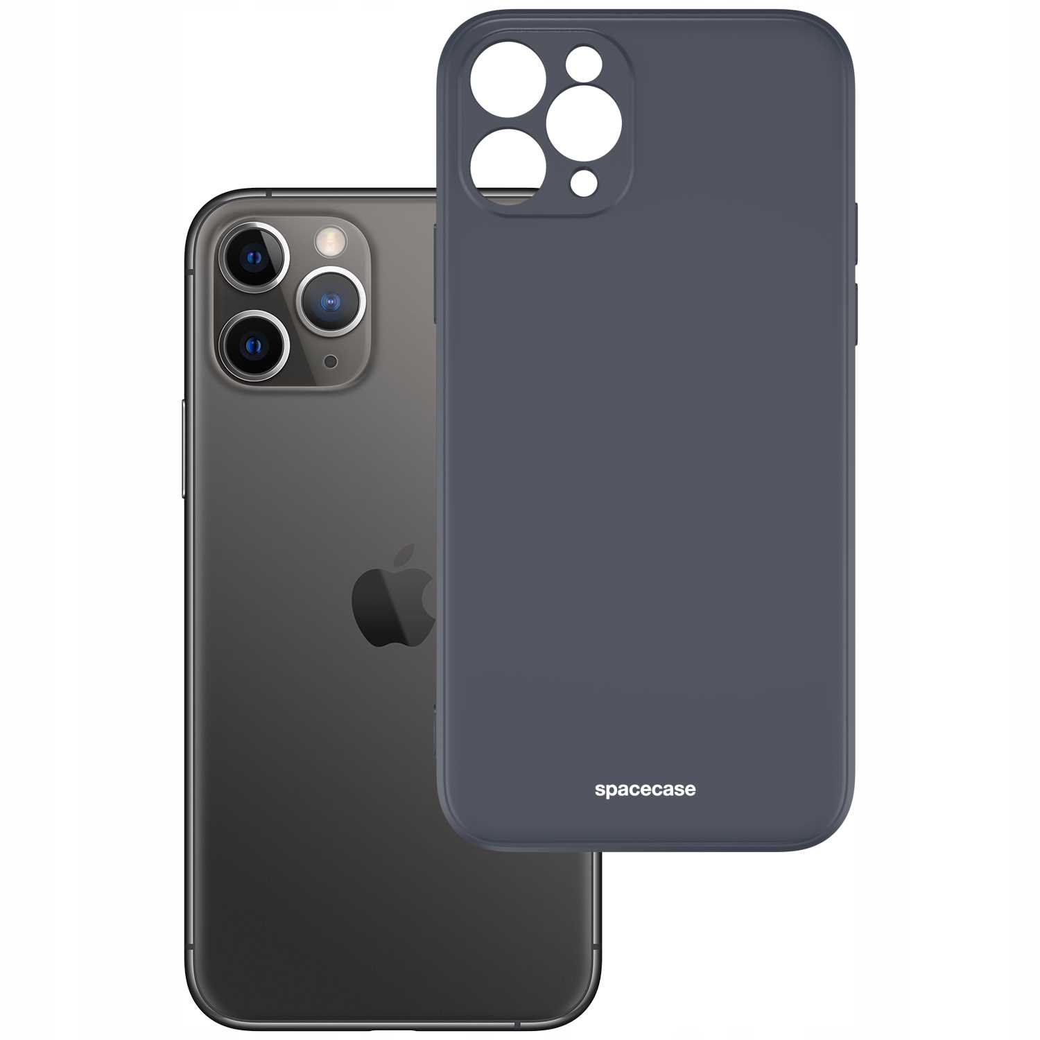 Czarny iPhone i ciemnoszare etui na telefon.