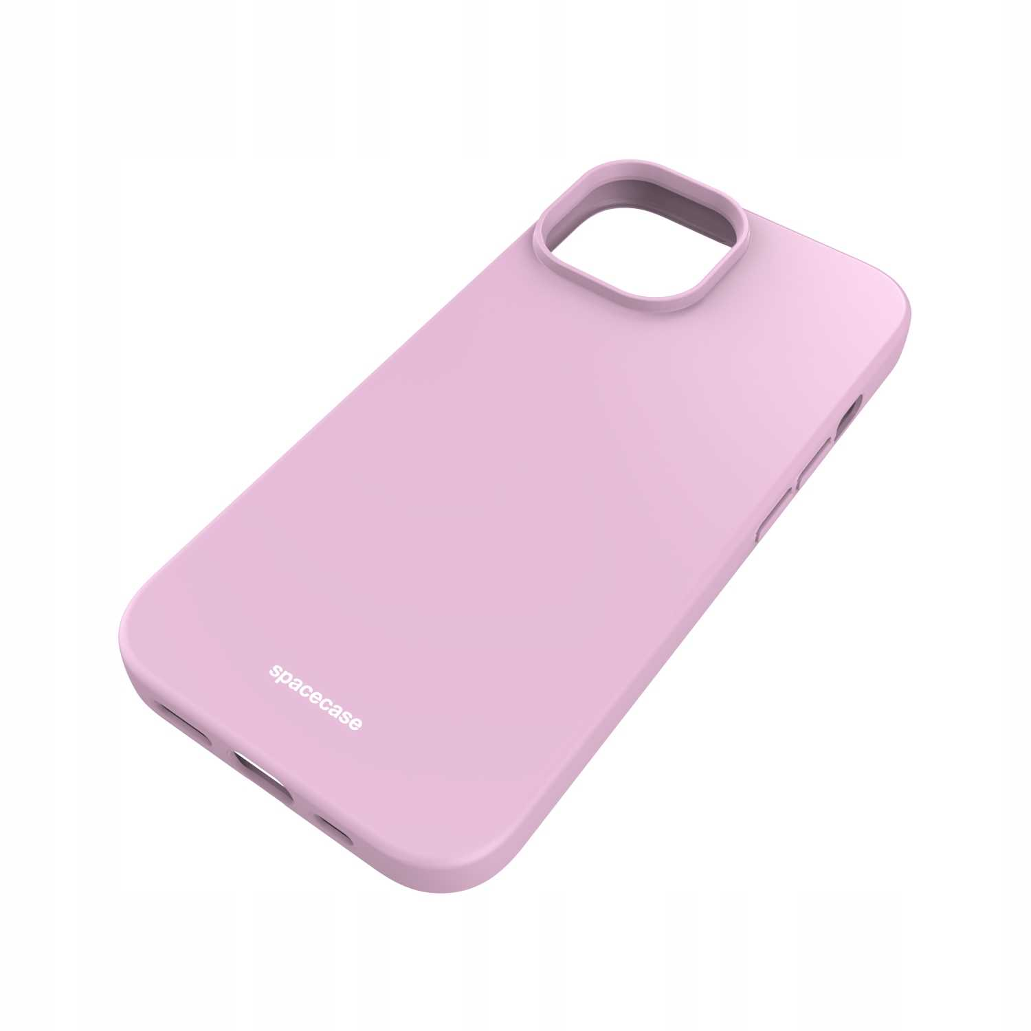 Różowe etui na telefon z napisem 'spacecase' z boku.