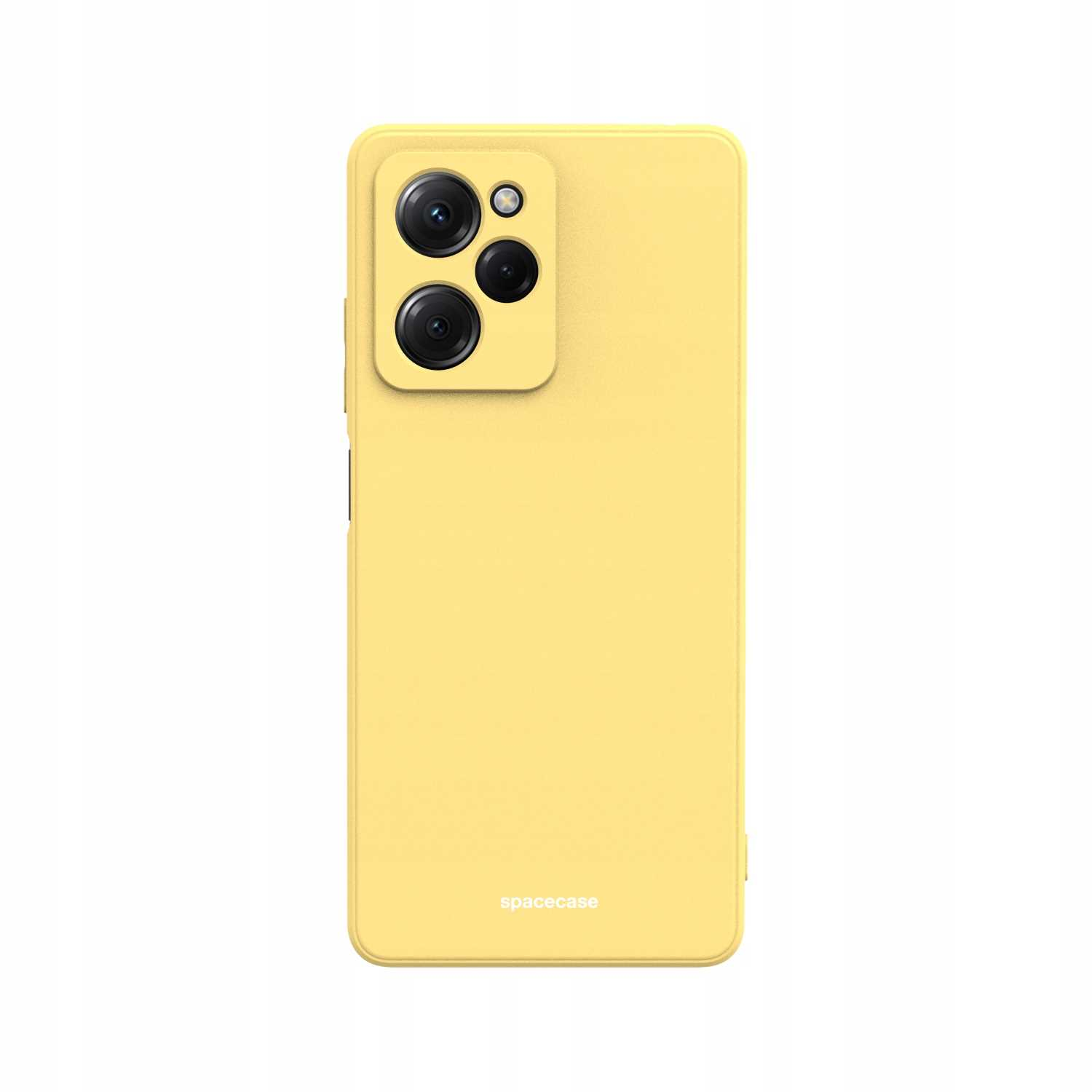 Żółte etui na telefon z napisem 'spacecase' na dole.