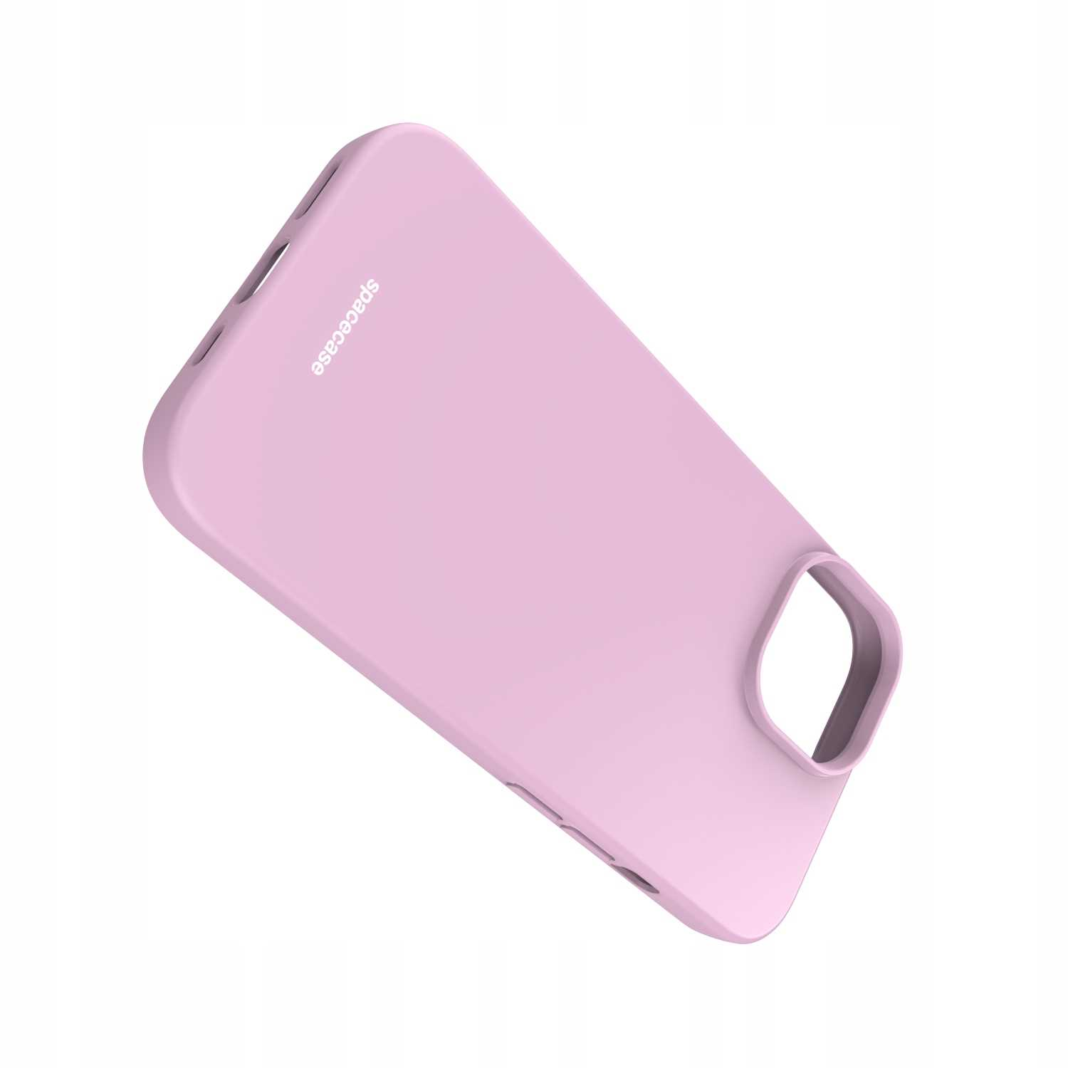 Różowe etui na telefon z napisem 'spacecase' z boku.