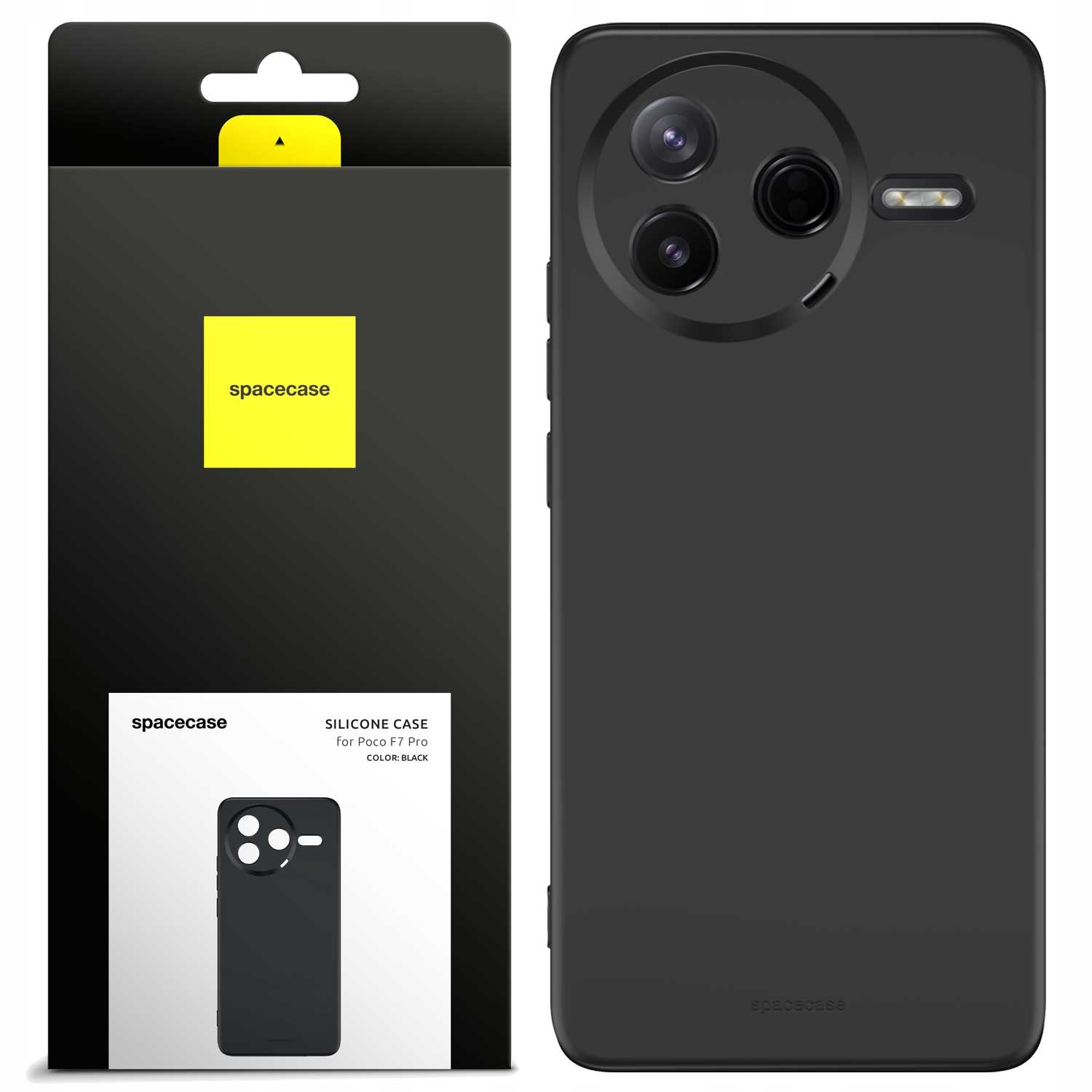 Czarne silikonowe etui na telefon, z opakowaniem, do Poco F7 Pro.